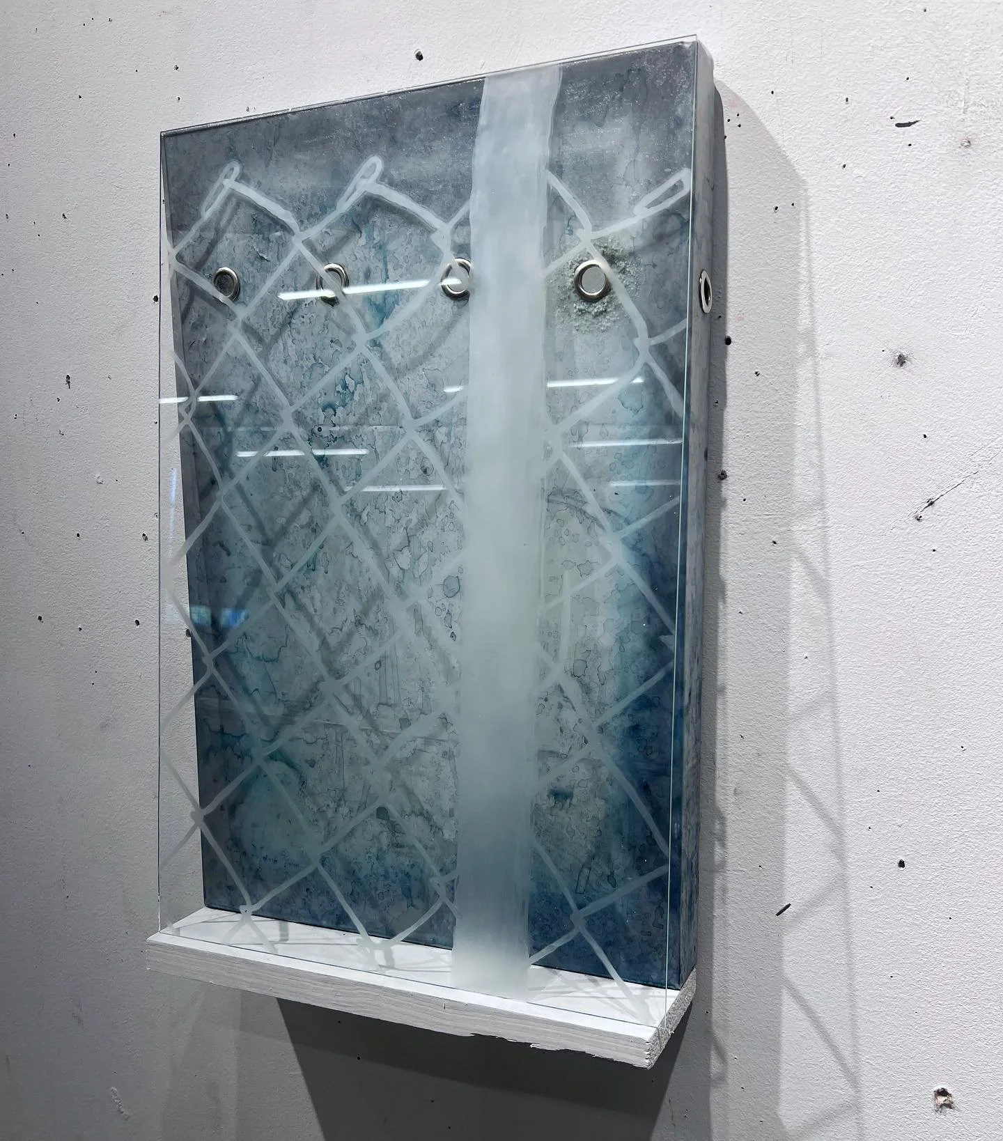 Glass Etchings #1 
12x19&rdquo;
Shower Curtain, Acrylic, Glass, Grommets