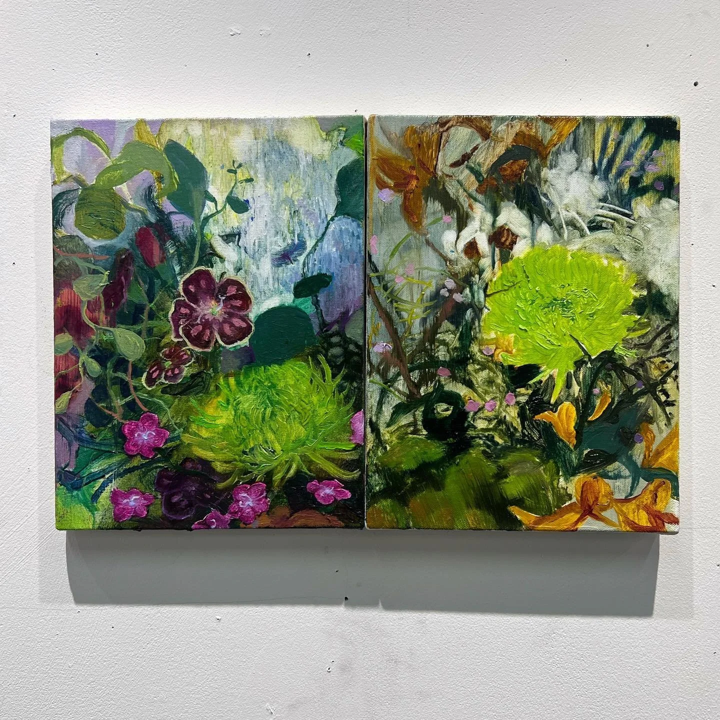 Flowers Next To One Another 
Oil on canvases
10x16&rdquo;