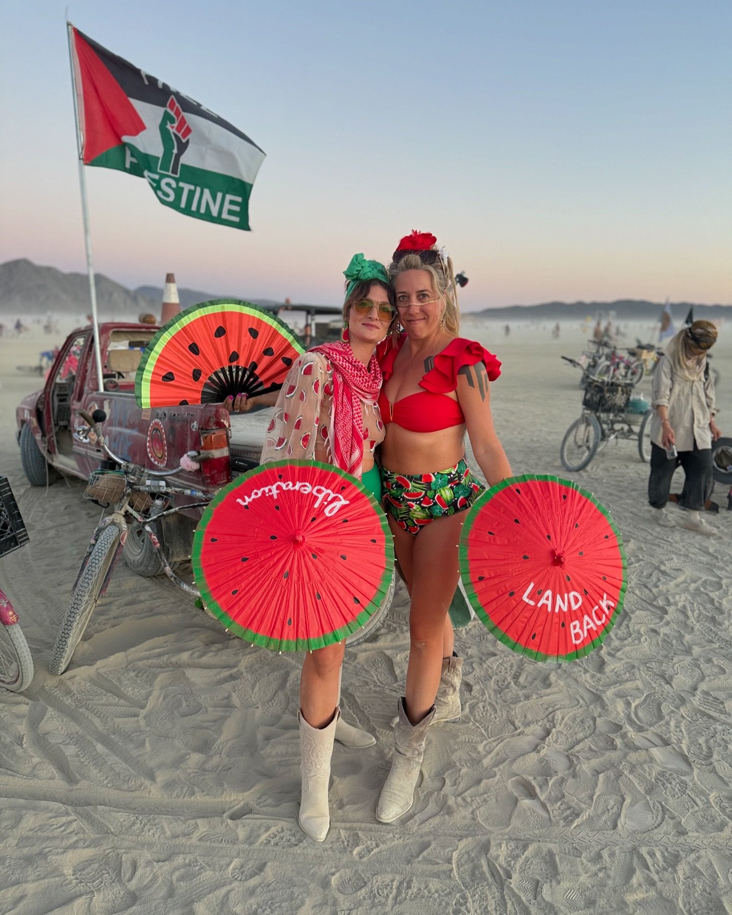 Free Palestine all day. I'm proud to be among a sisterhood who stands up for injustice and speaks their minds even when we are supposed to be &quot;at a party.&quot; Burning Man is one of the biggest collaborative art events in the world and bringing