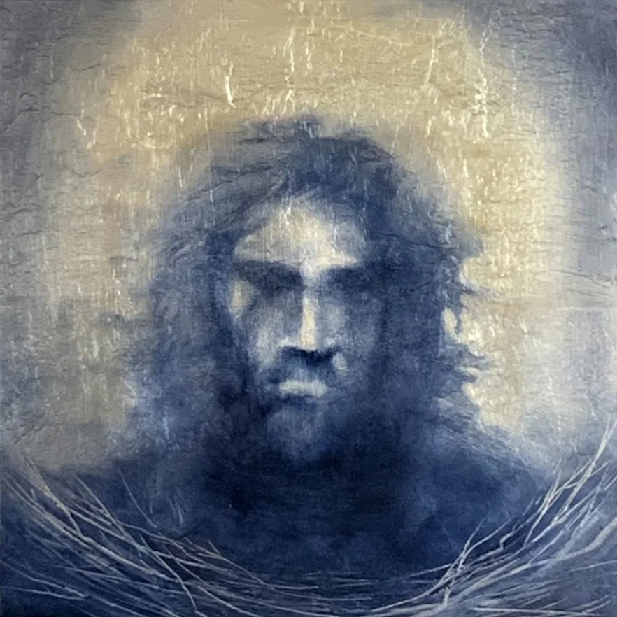 Living God, Jeremiah 10:6, Jeremiah panels, 12x12, Oil on White Gold Leaf