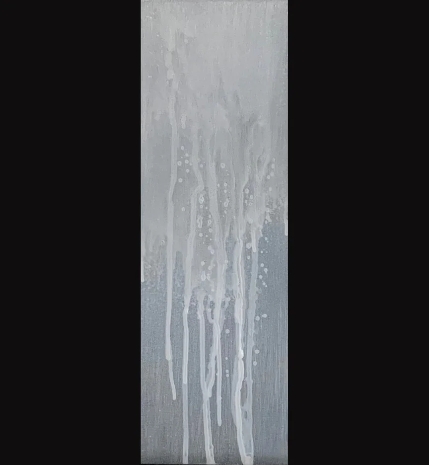 God says: Weep for Your Ruin, 4x12, Jeremiah 9:17-20, White patina and silver on gessoboard