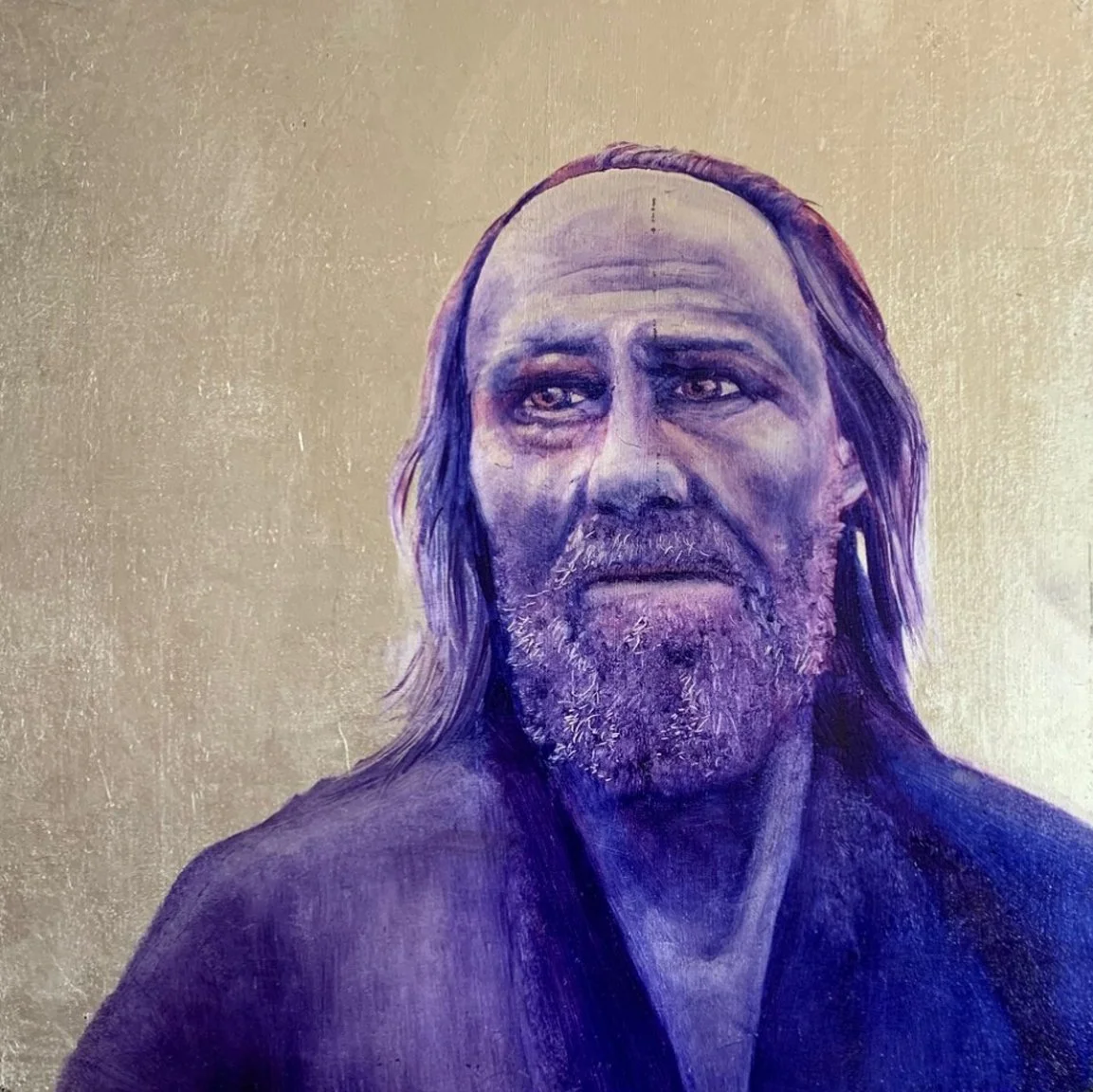 Jeremiah, Jeremiah 38, 12x12, Oil on White Gold Leaf and Gessoboard