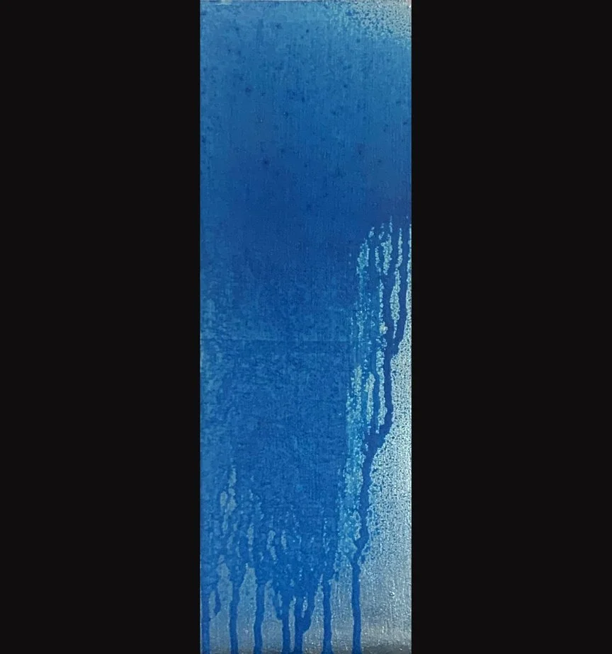 Jeremiah's Tears 4 (for nature), 4x12, Jeremiah 9:10, White Gold leaf with patina on gessoboard