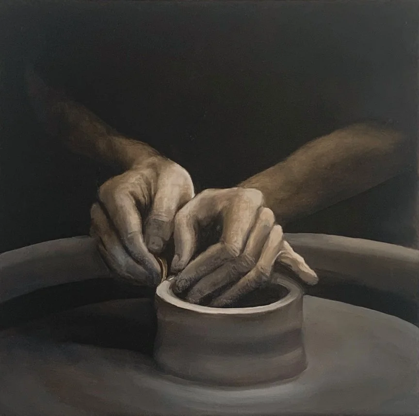 Begin Again, Jeremiah 18, Jeremiah panels, 12x12, Oil on wood panel