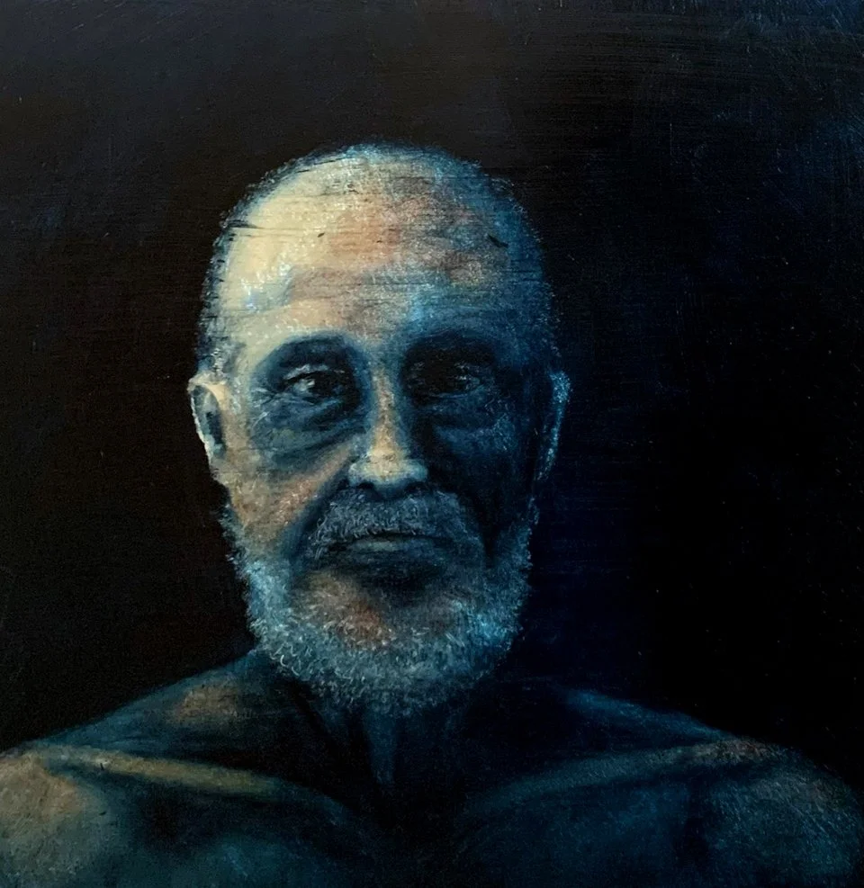Jeremiah, 12x12, Oil on Gessoboard and White Gold Leaf