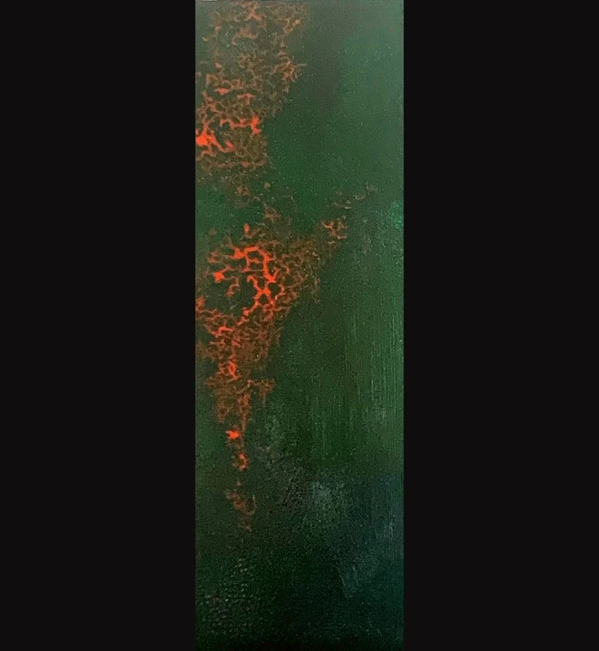 Anger 8, 4x12, Jeremiah 25:36-38, Patina on metal leaf with oil on gessoboard