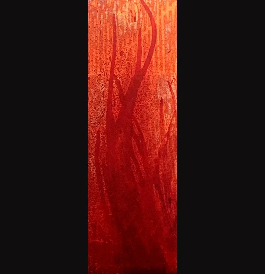 Anger Like a Fire 1, 4x12, Jeremiah 4:4, Metal leaf with Stain on Gessoboard