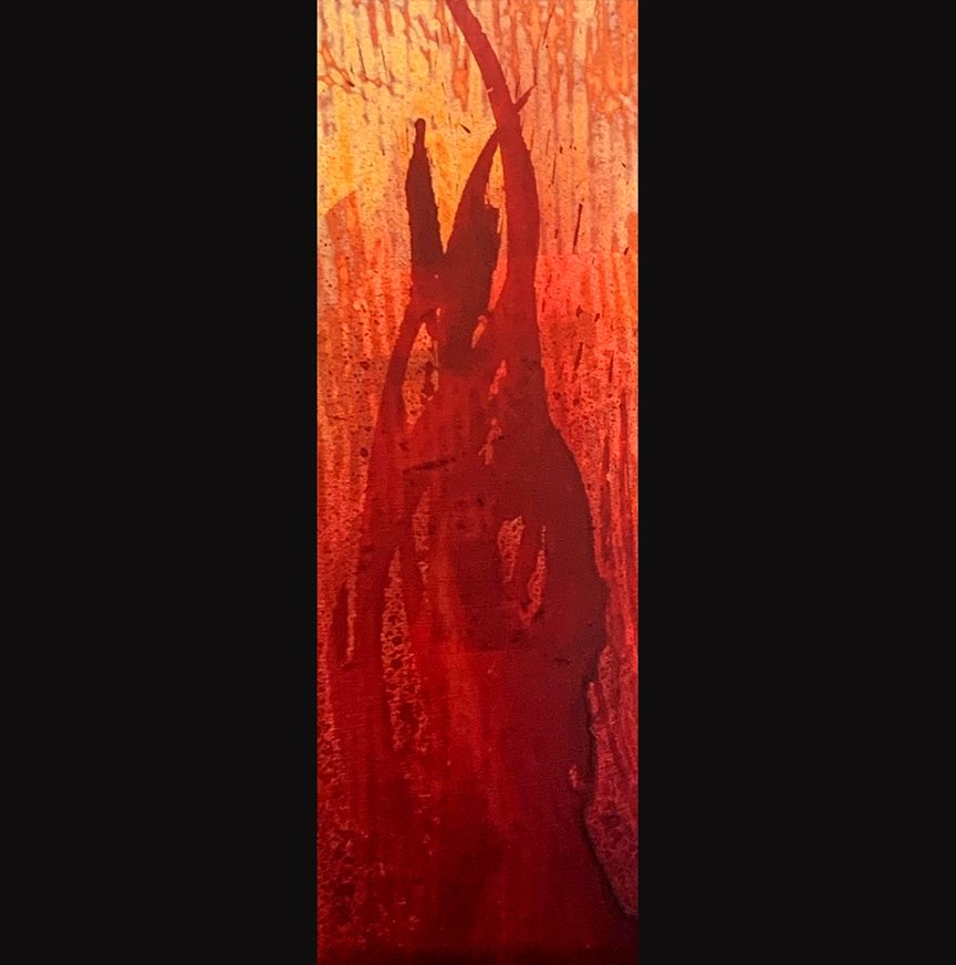 Anger Like Fire 4, 4x12, Jeremiah 21:12-14, Metal Leaf with Stain on Gessboard