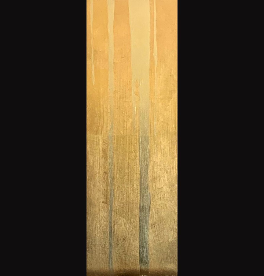 God Weeps 1, 4x12, Jeremiah 14:17, 23k Gold Leaf with 18k Gold Leaf on Gessoboard