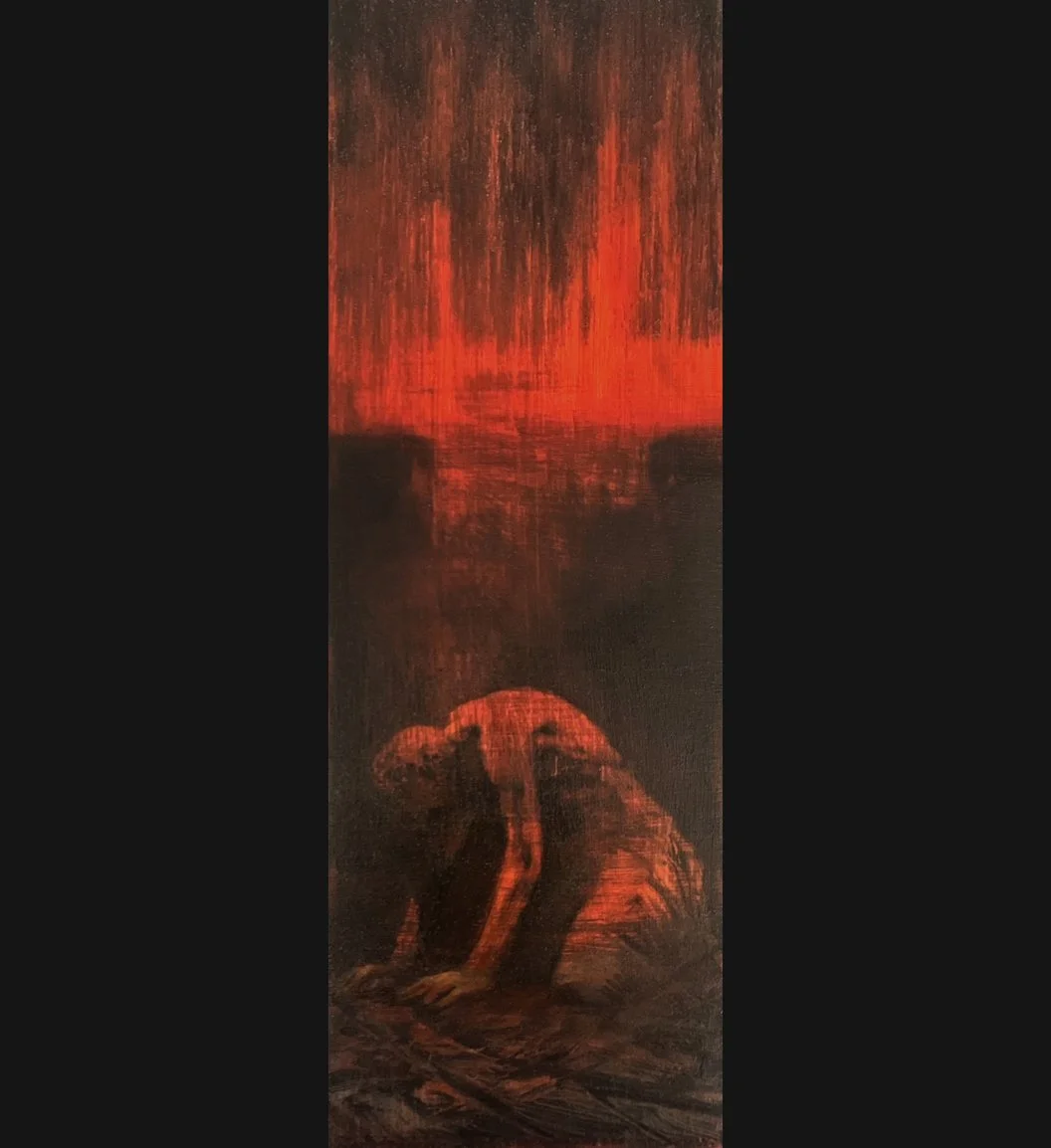 Jeremiah's Faithfulness II, Jeremiah 17:14-18, Jeremiah Panels, 4x12, Oil on Gessoboard