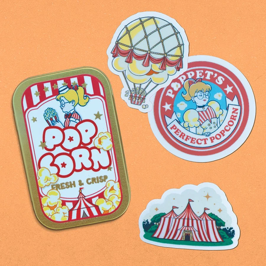 Popcorn Sticker Tin Set