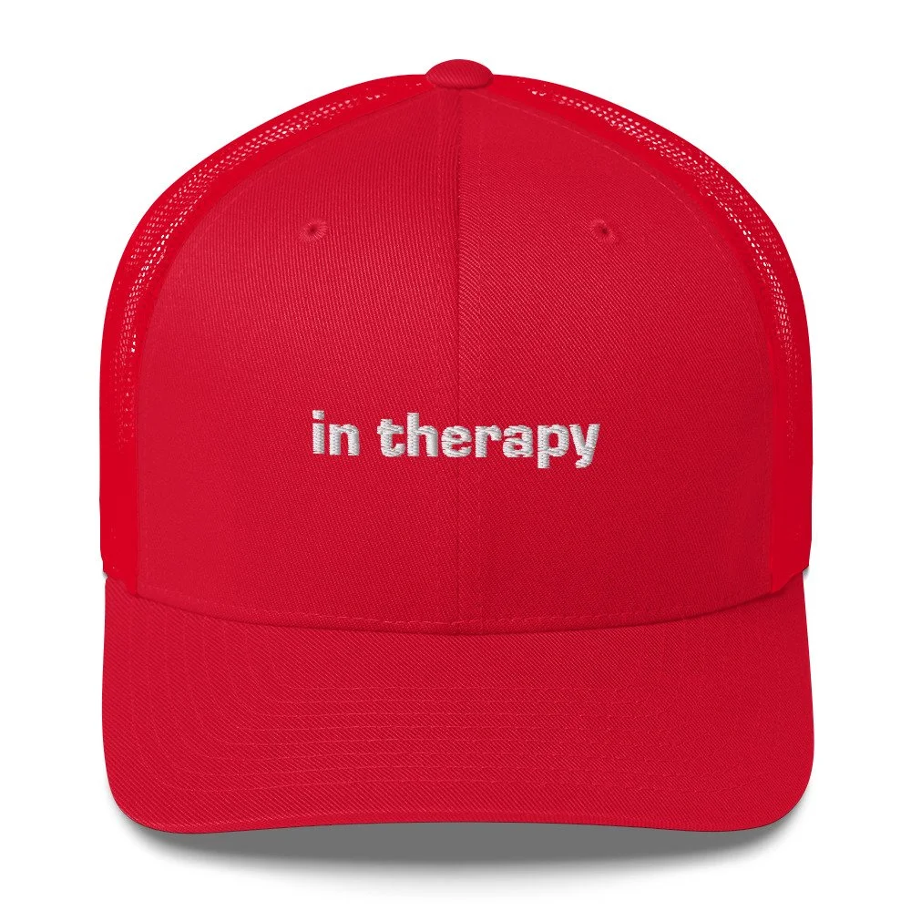 In Therapy Embroidered Trucker Cap
