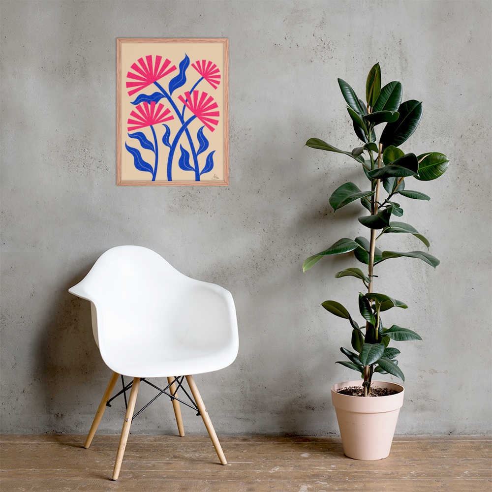 Astra de la Creme | Pattern Design & Illustration | Print and Artworks | wall art | Shop | Blue-Garden-enhanced-matte-paper-framed-poster-(in)-red-oak-18x24.jpg