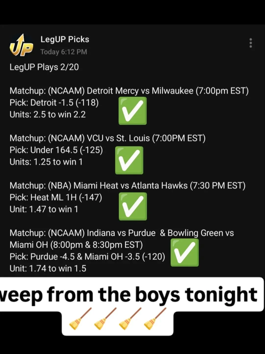 Nice little sweep tonight #sportsbetting