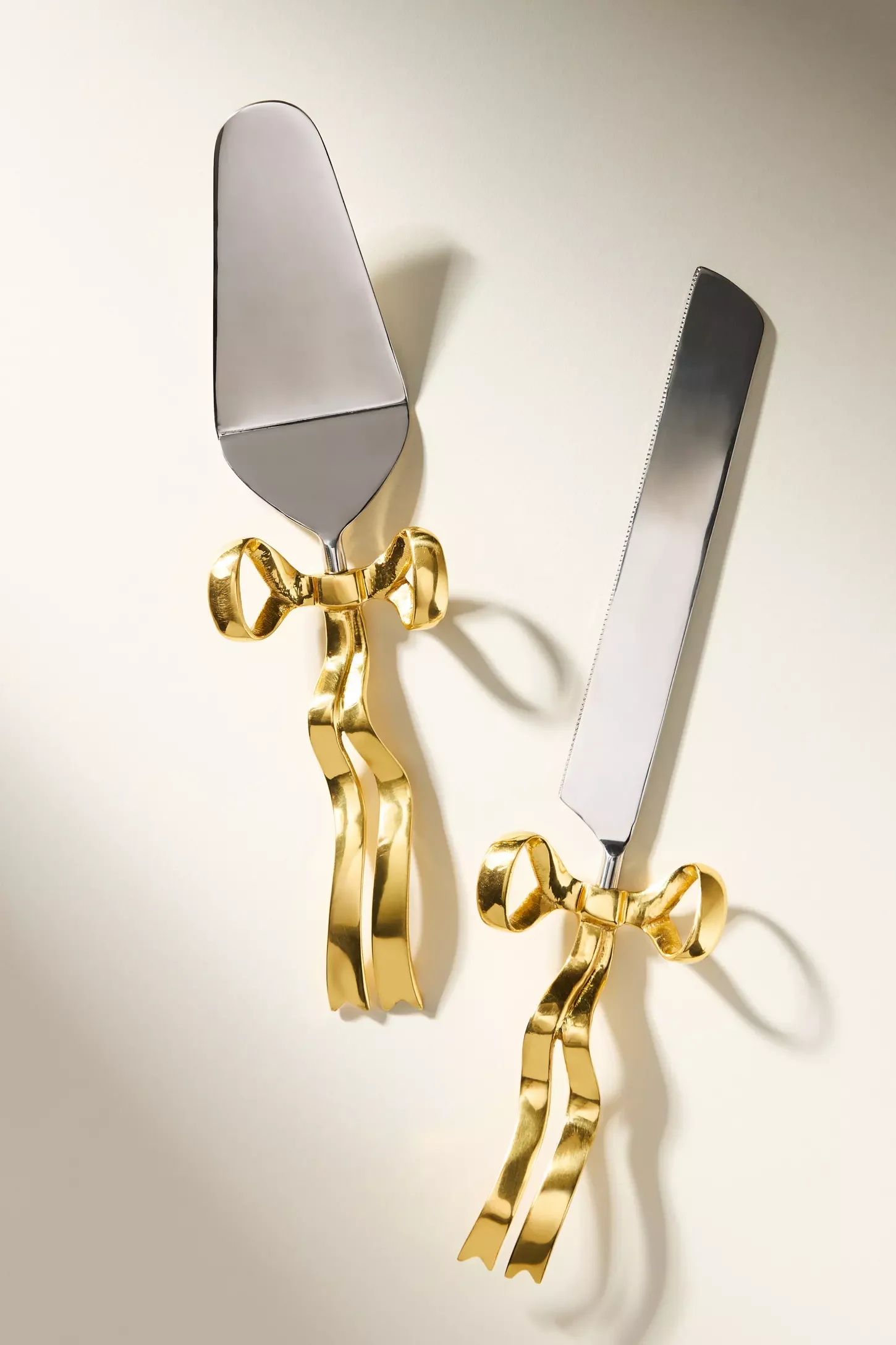 Silver & Gold Bow Cake Cutting Set
