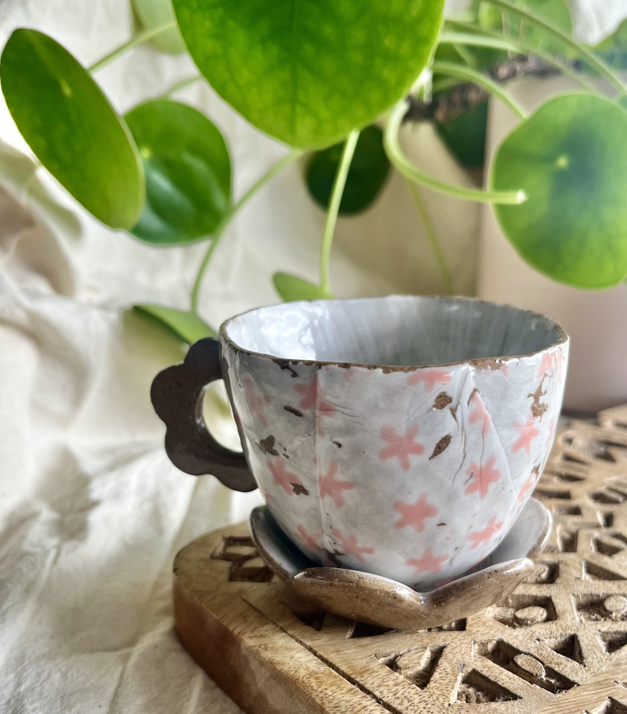 Pink flower espresso cup and saucer back view.jpeg