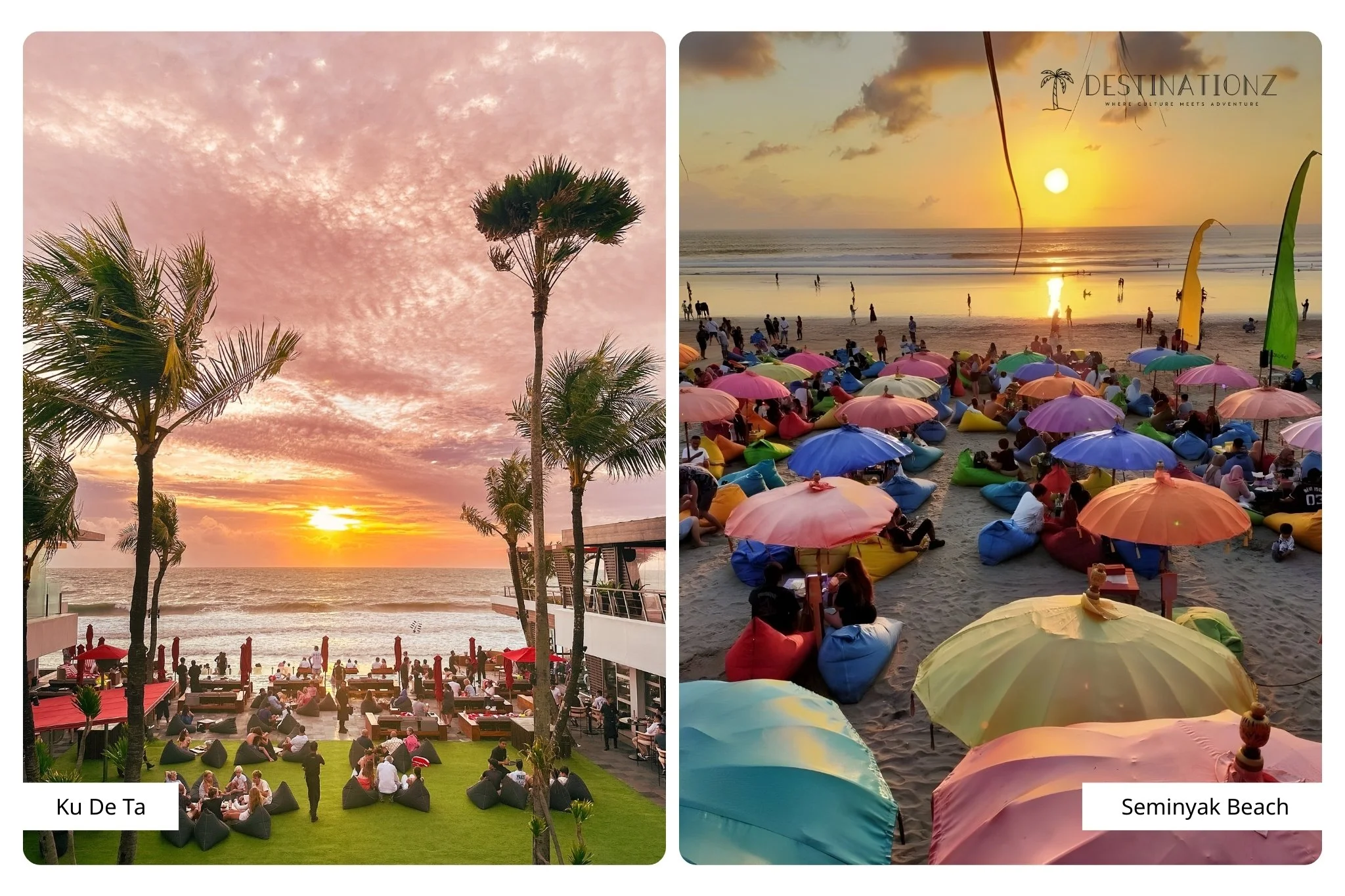 Sunset cocktails at Ku De Ta and Seminyak Beach, Bali.