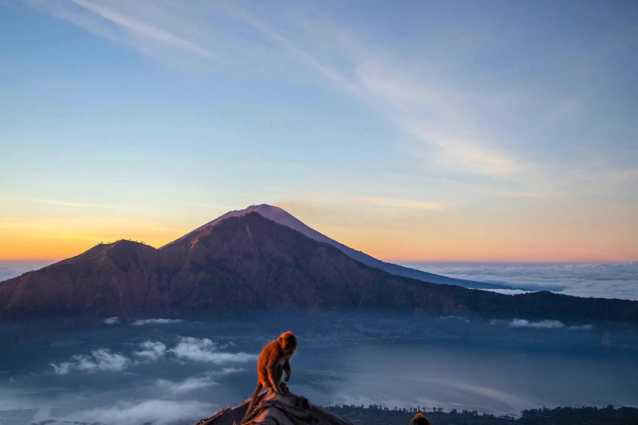 Sunrise trekking at Mount Batur volcano in Kintamani, Bali.