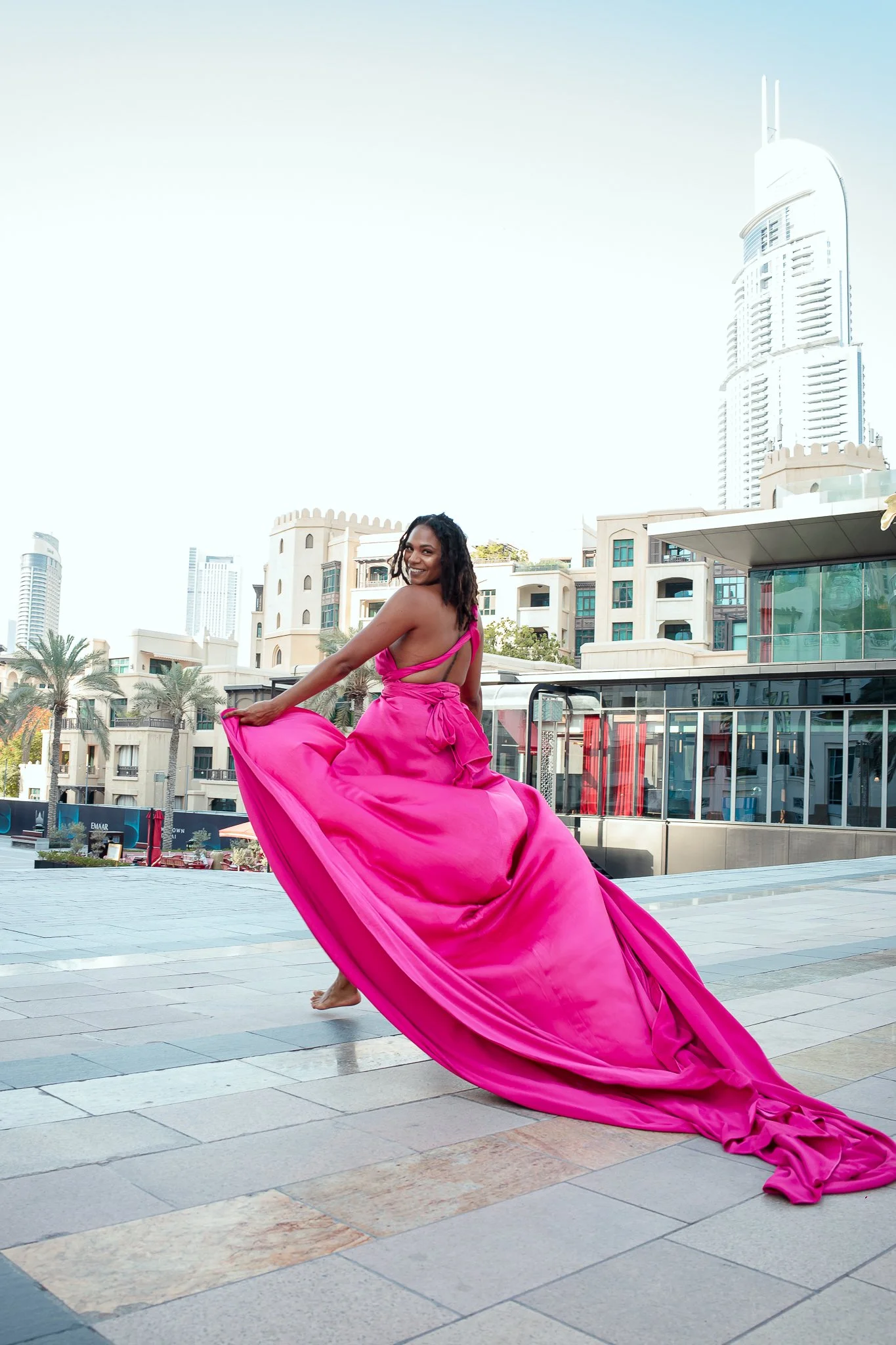 The Original Flying Dress photoshoot experience in Dubai, UAE.