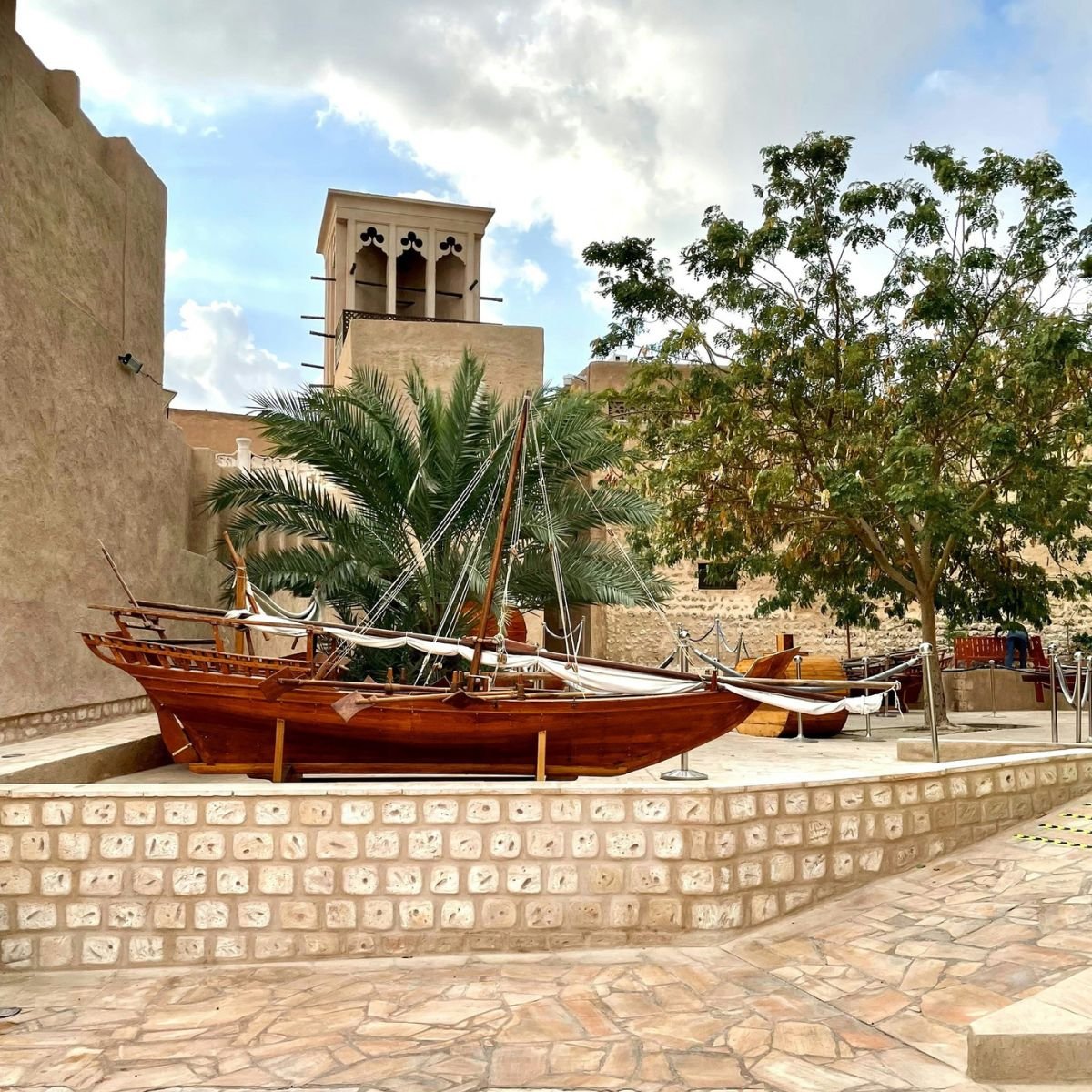The Dubai Museum at Al Fahidi Fort, featuring traditional architecture and historical exhibits on UAE heritage and culture in Old Dubai.