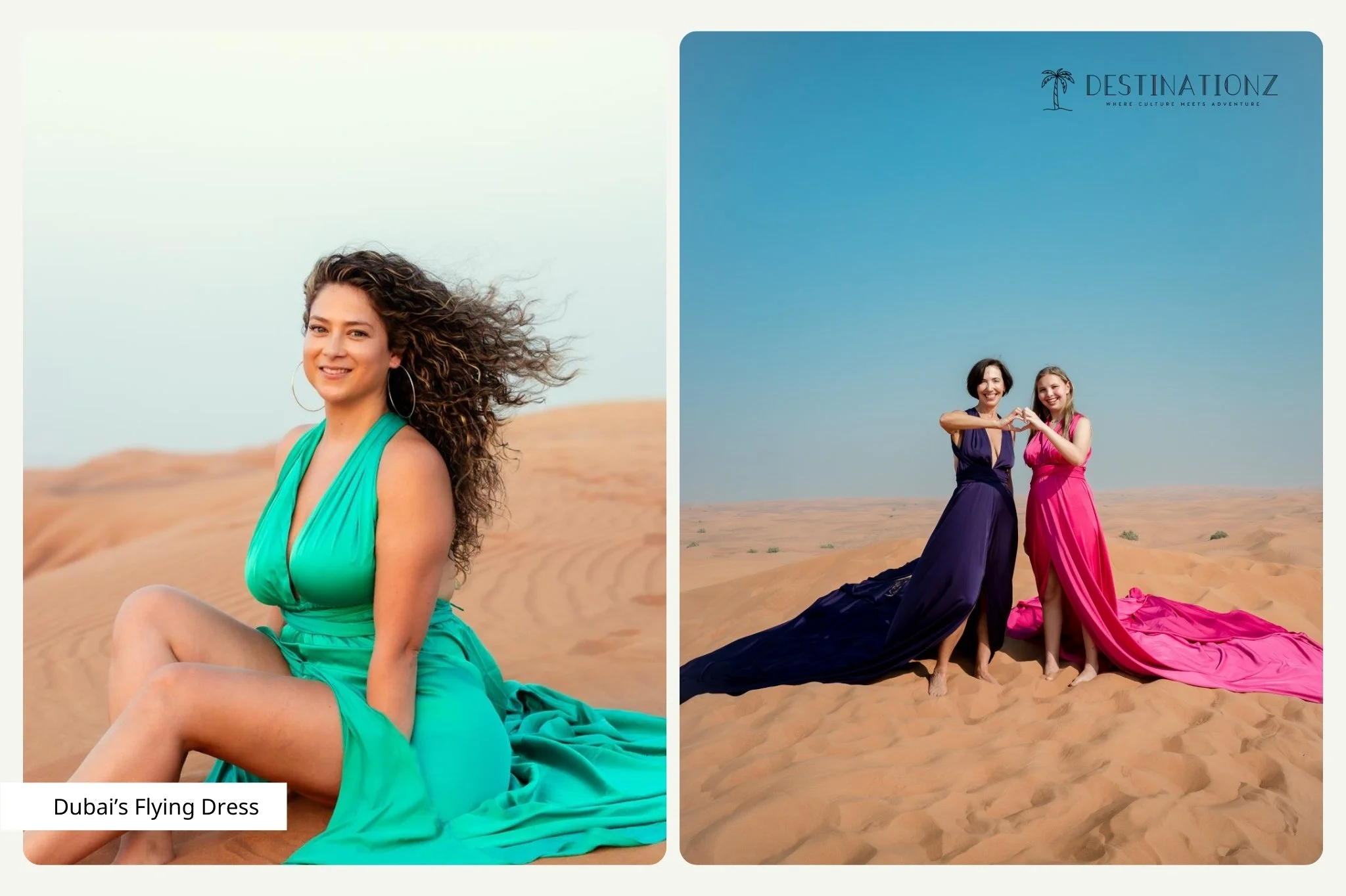 Luxury Dubai desert photography by Destinationz: Flying dress experience