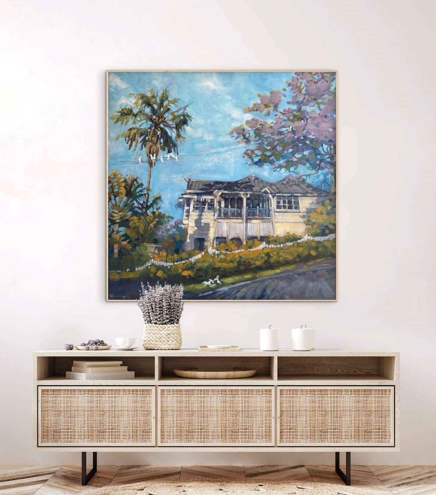 Painting of a queenslander with Jacaranda.JPG