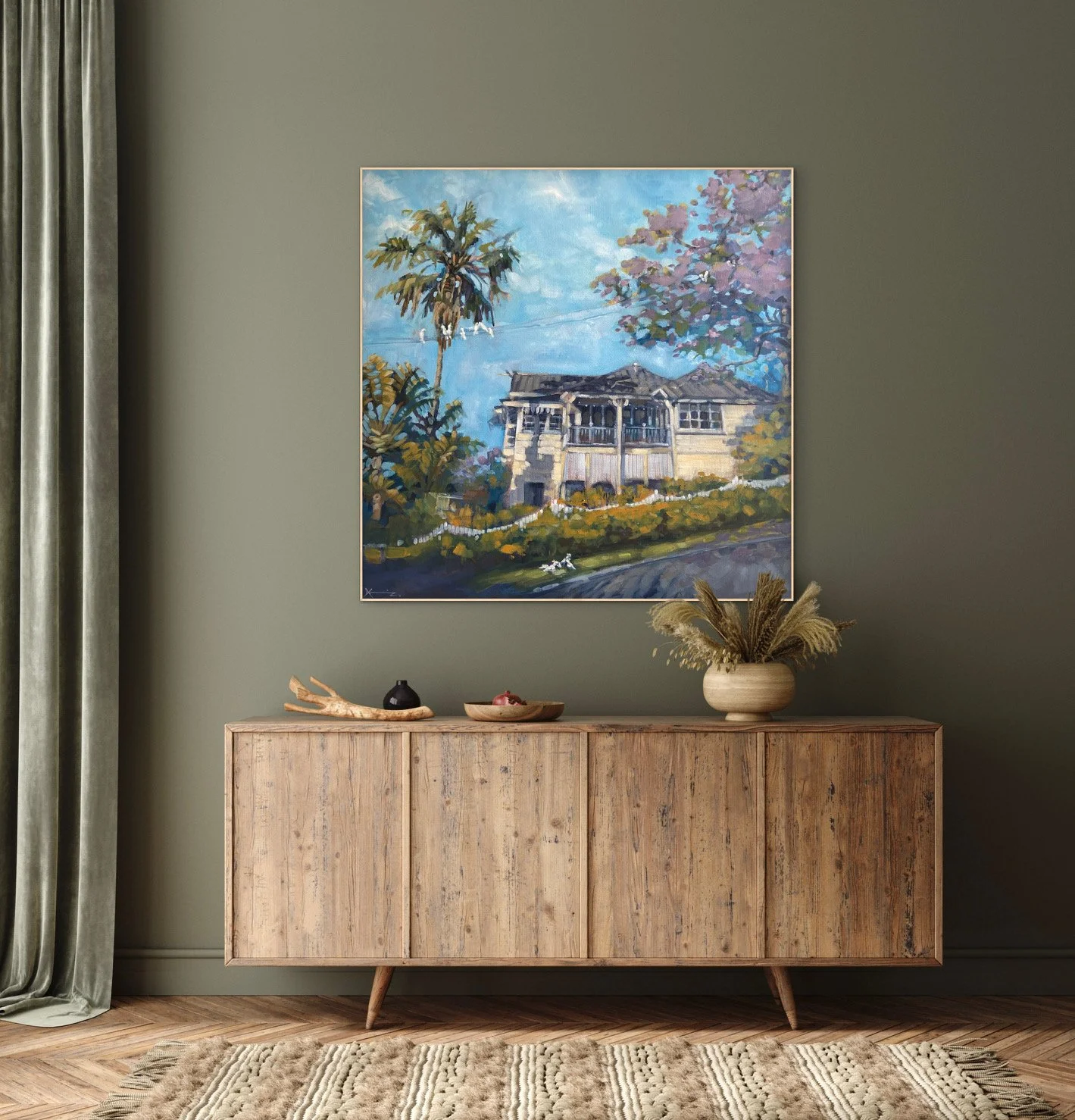 Painting of a queenslander at golden hour.JPG