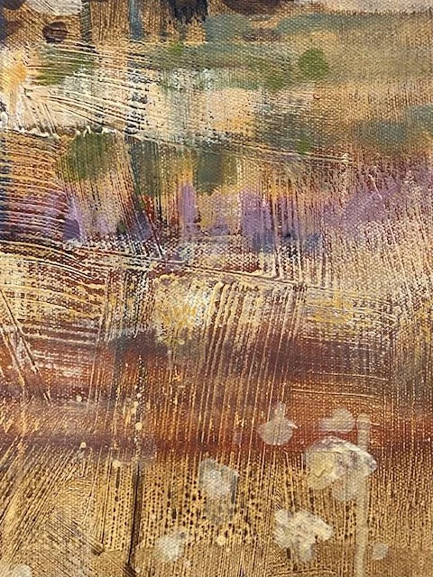 Painting detail of a textured Australian landscape