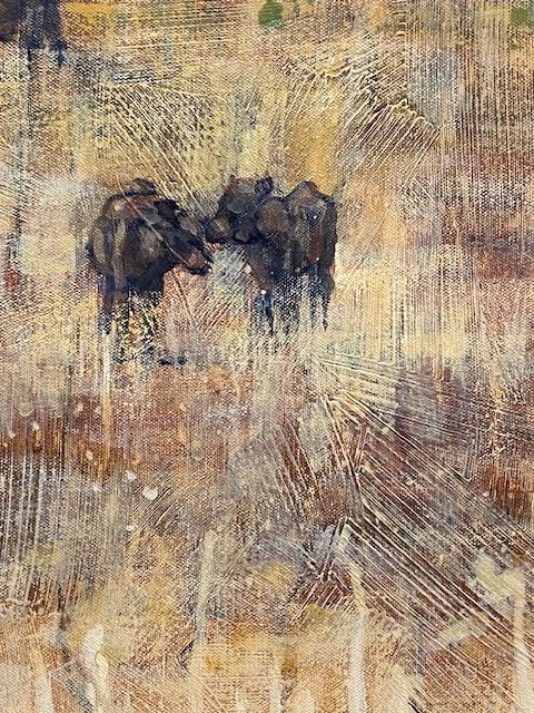 Painting detail of cows
