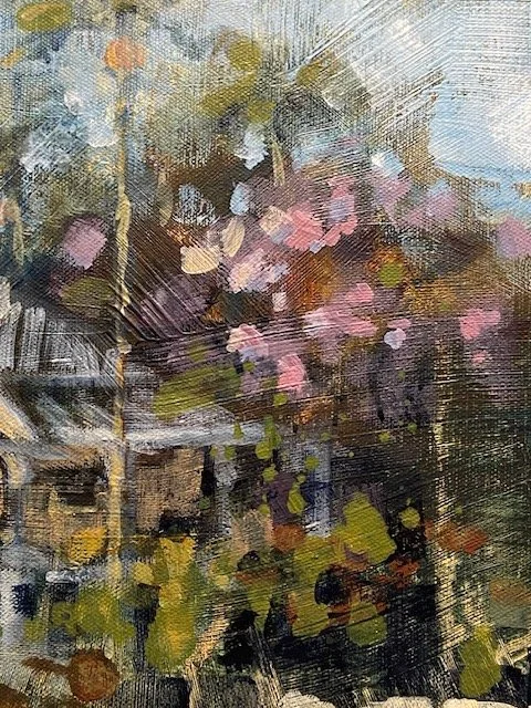 Painting detail of Jacaranda in Queensland rural setting