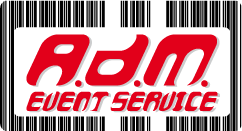 Logo di A.D.M. Event Service in rosso e nero