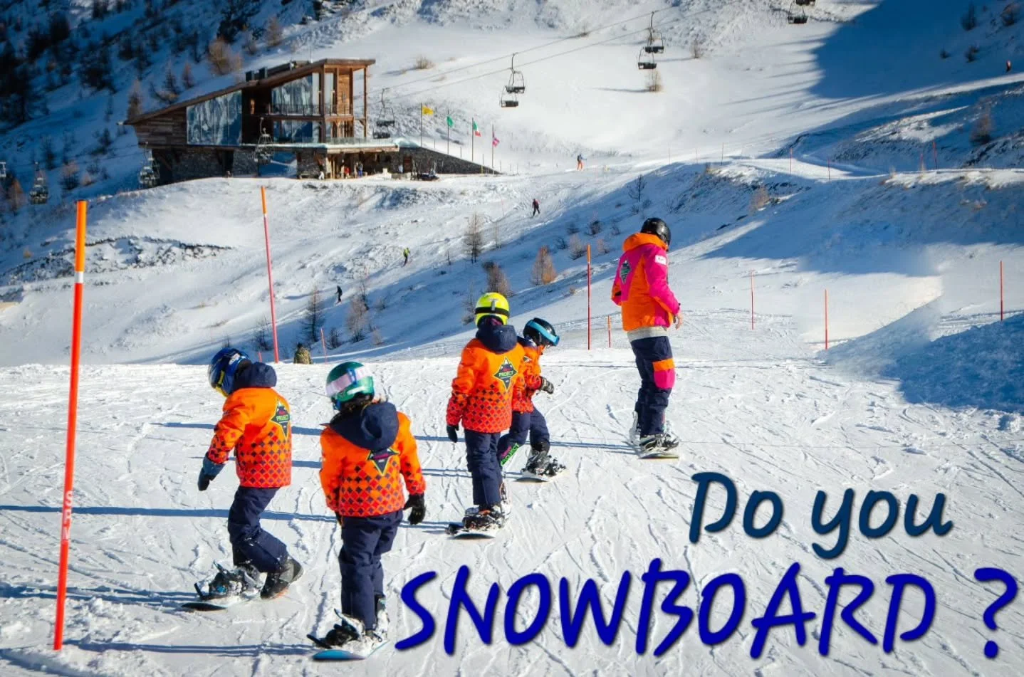 🏂 Do you snowboard?
Se preferite lo snowboard allo sci i nostri maestri di snow sono pronti ad offrirvi:
• Ore private 
  individuali o di gruppo
• Snow Natale 
  2 ore 14.00/16.30
• Formula Snow
  5 ore 11.00/16.30
• Messieures