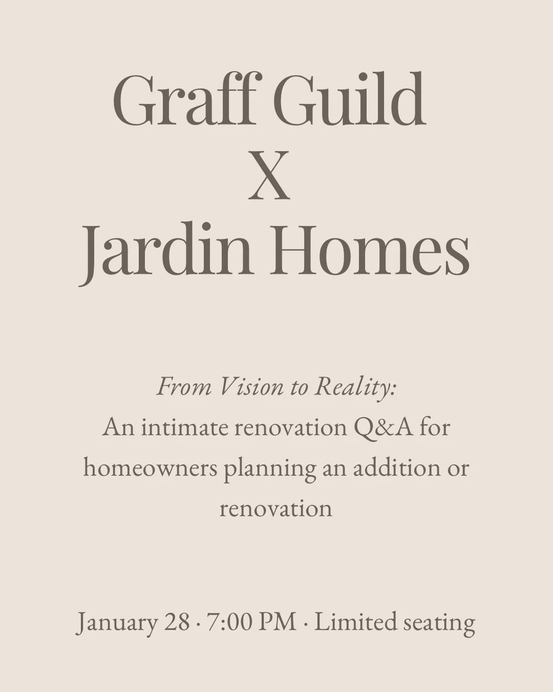 Graff Guild X Jard&iacute;n Homes

From Vision to Reality: How the Right Team Makes All the Difference

If you&rsquo;re planning a renovation for 2026, the most important decisions happen long before construction begins.

Join architect Cristina Ioan
