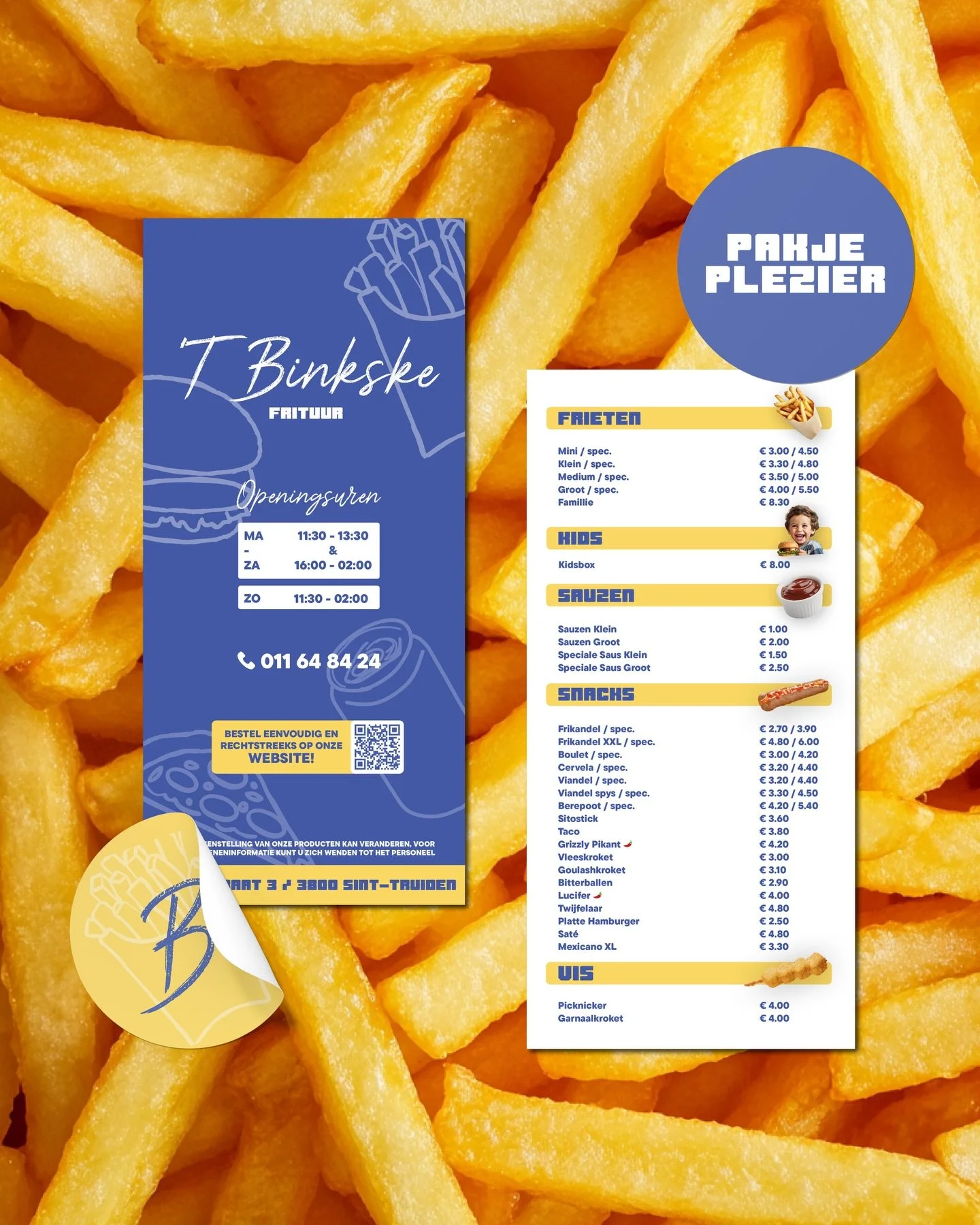 For &rsquo;T Binkske, a local frituur based in Sint-Truiden, we created a rebrand that celebrates the fun side of the brand.

Inspired by the local football club&rsquo;s colors, the new identity feels bold and playful, while staying familiar for loya