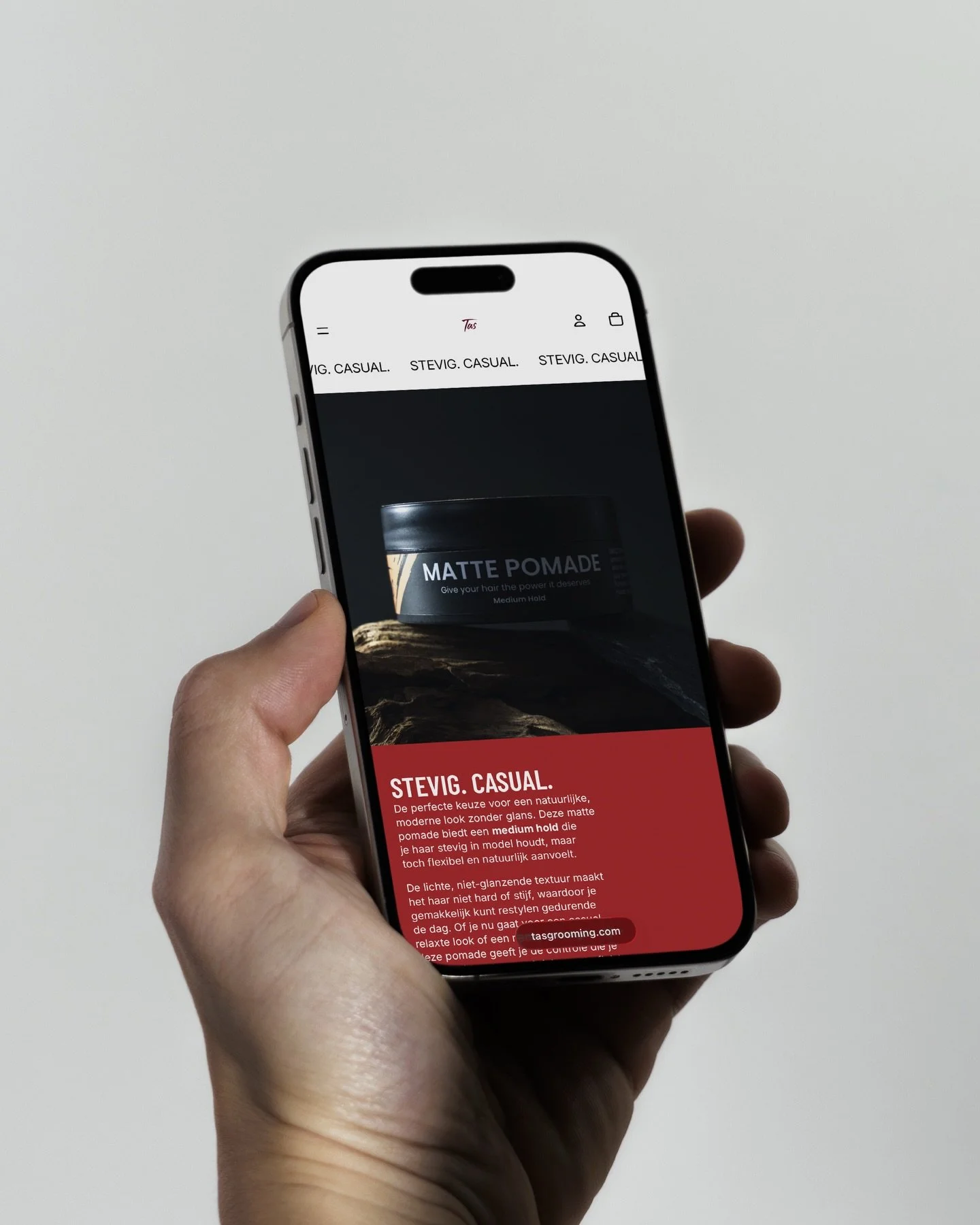 Tas Grooming is an upcoming grooming brand focused on well designed essentials for men.

For this project, we developed a clean webshop that reflects that approach. Simple and structured, without unnecessary elements. Everything is built around clari