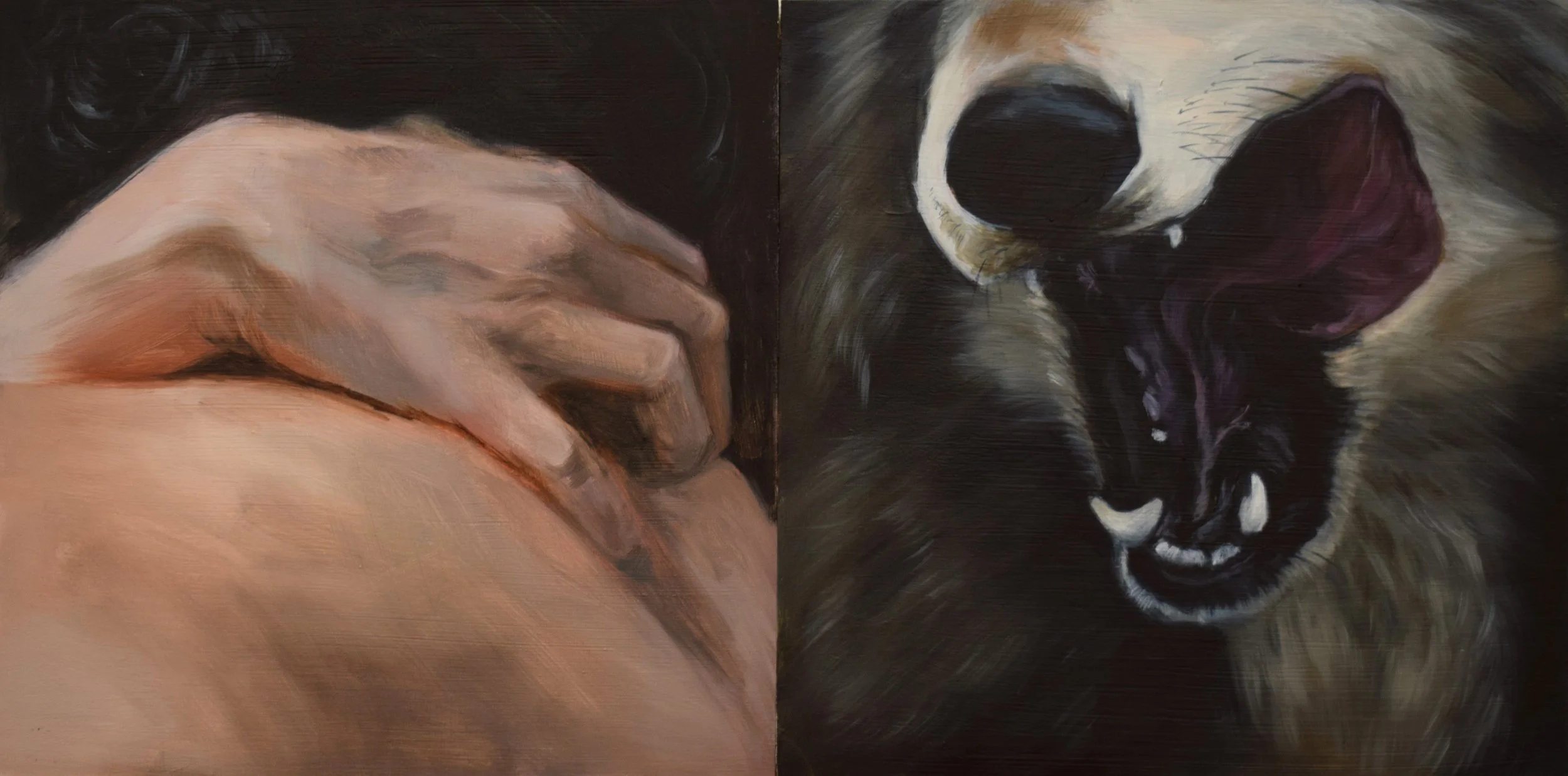 Mirror, diptych, oil on board, 10 x 10" each, 2025
