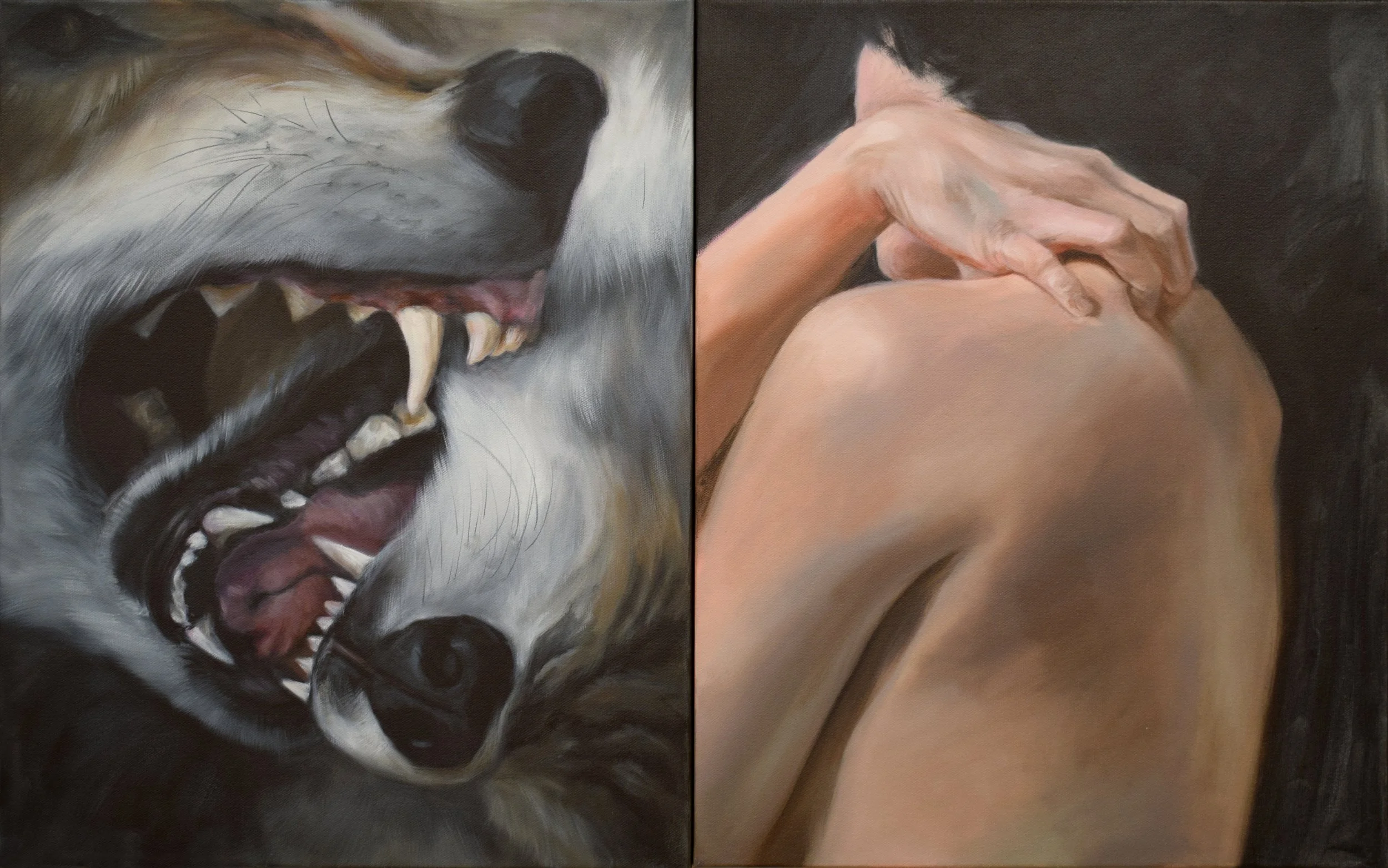 Leave a Mark, diptych, oil on canvas, 20 x 16" each, 2025