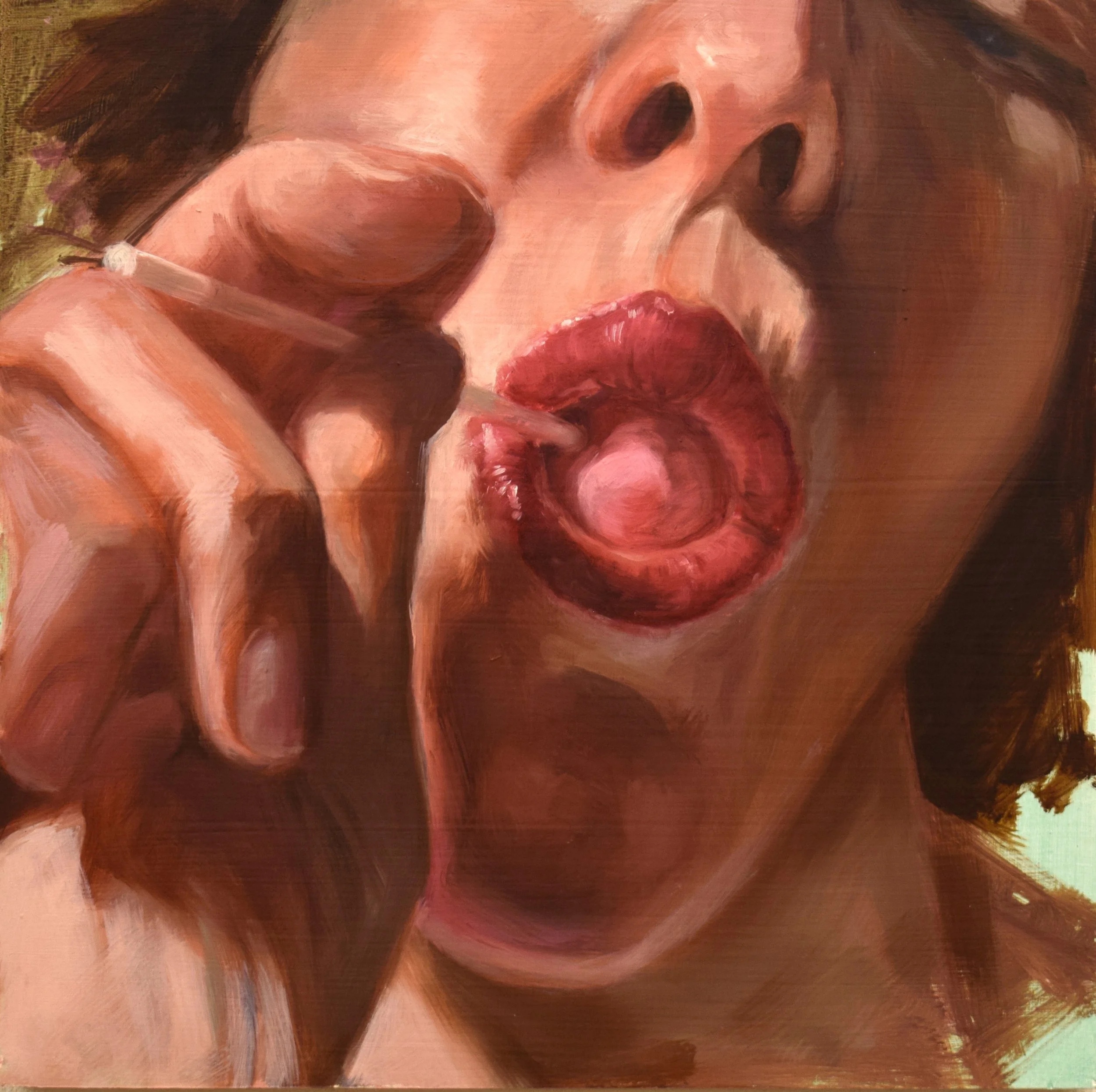 III from series Devour, oil on board, 10 x 10", 2025