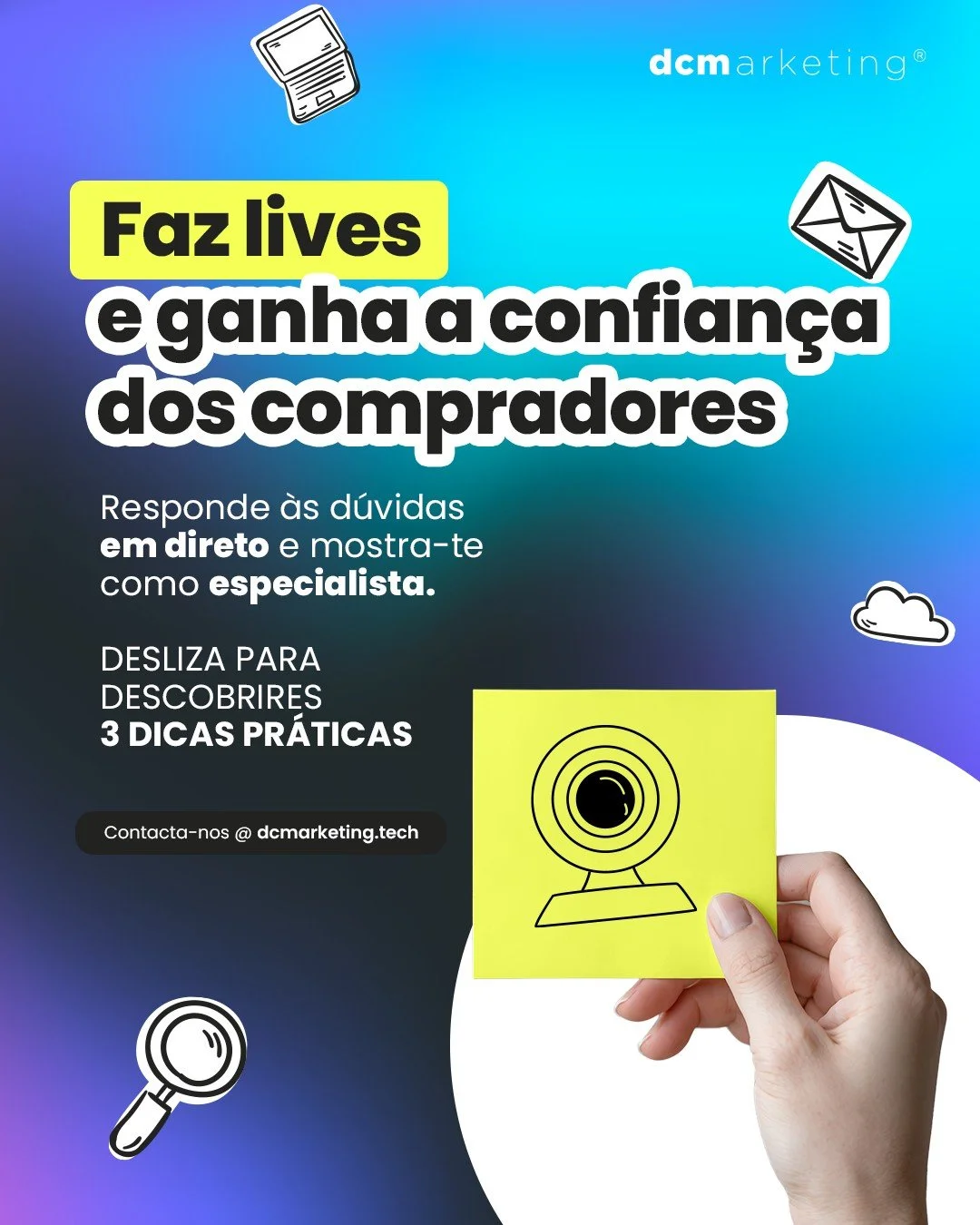 🎥 As tuas lives podem ser a chave para conquistares compradores.

Responder em direto &agrave;s d&uacute;vidas cria confian&ccedil;a, gera intera&ccedil;&atilde;o e mostra-te como especialista no mercado imobili&aacute;rio.

👉 No nosso carrossel de