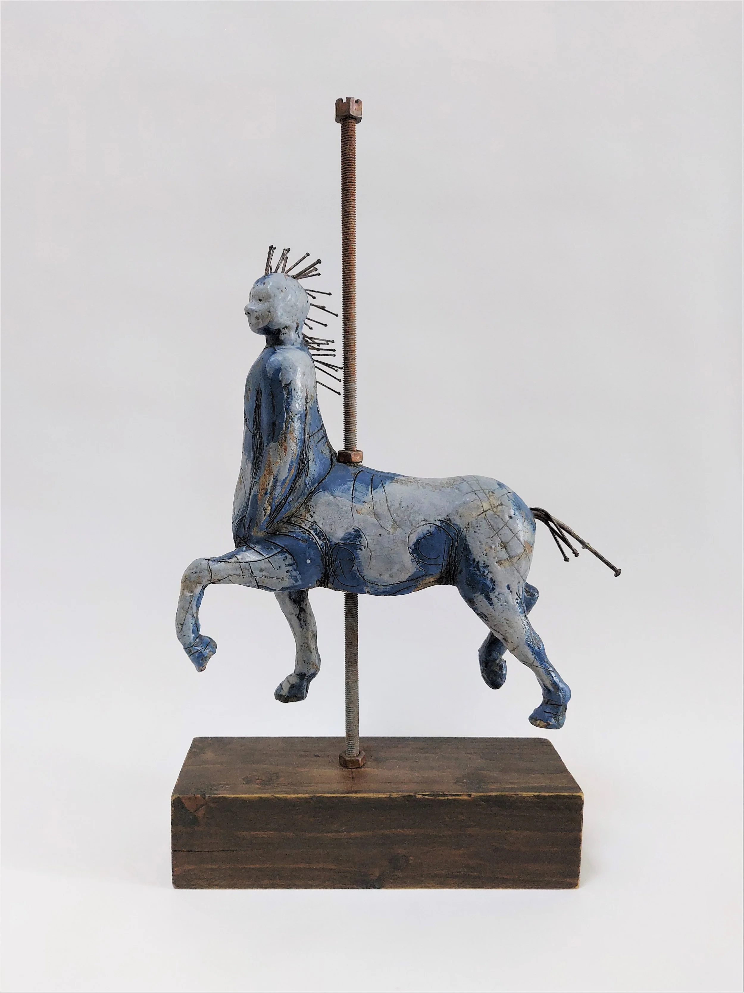 Centaur - 
2019 - 
Stoneware figure playing with mythology, the picts and merry-go-rounds