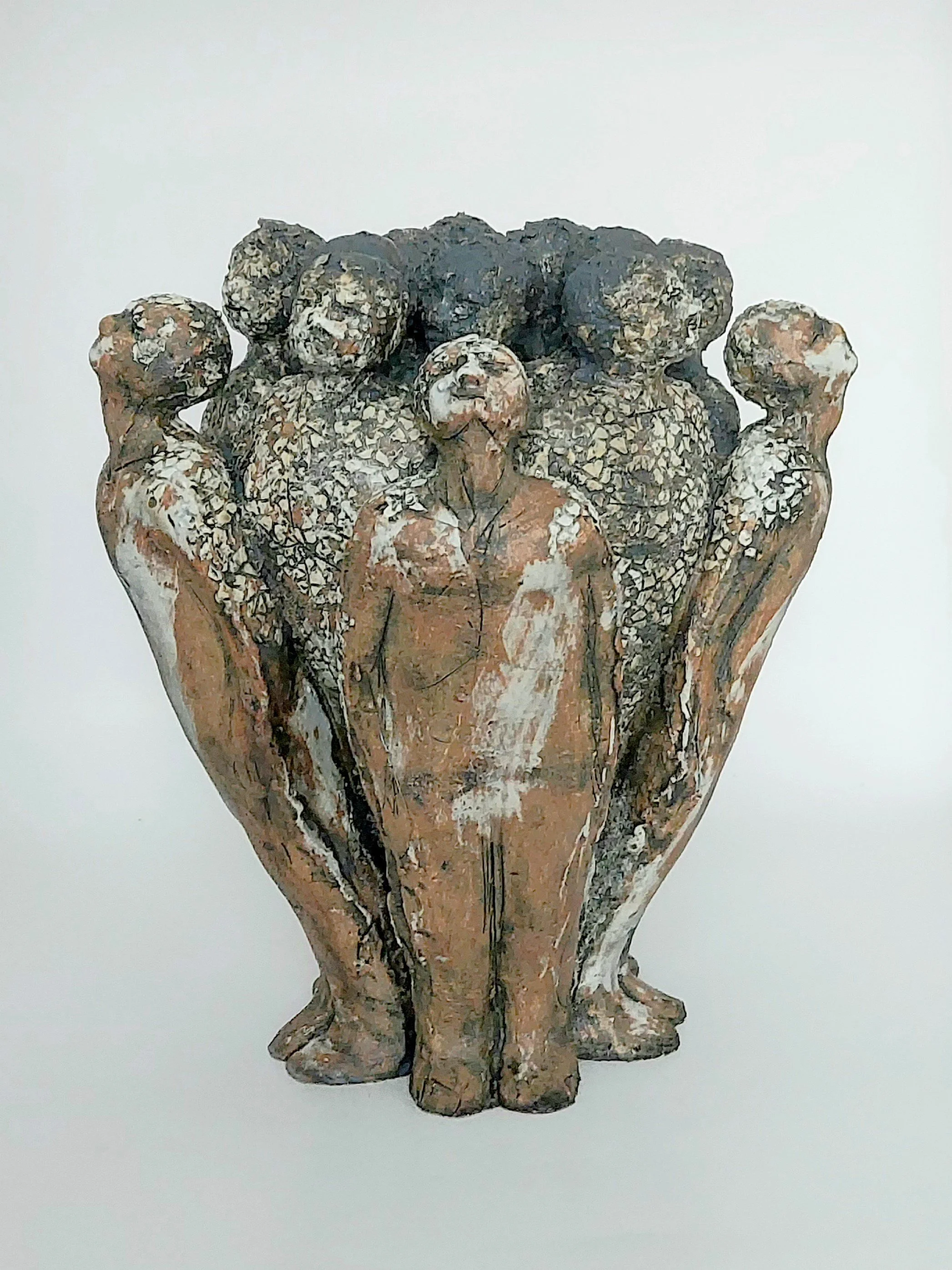 Queue Crowd Vessel - Stoneware, porcelain slip, oxides