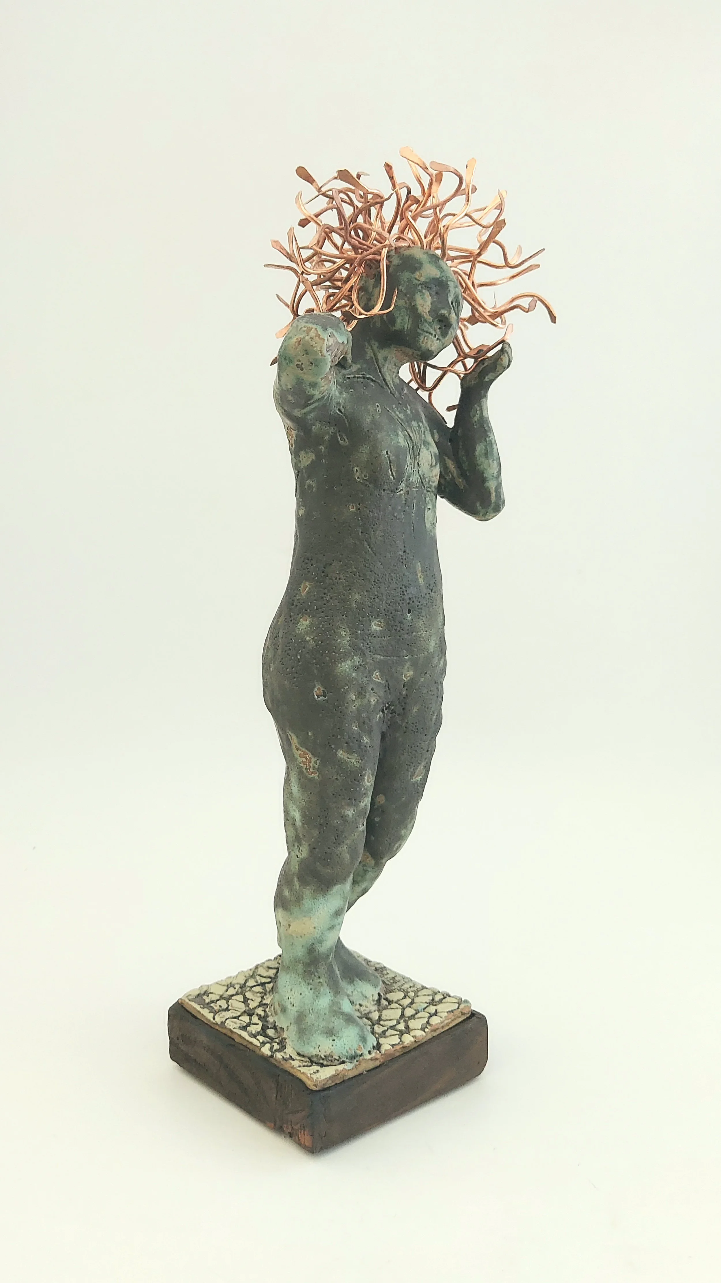 Medusa - 
2021 - 
Stoneware figure of the infamous mythological character with copper wire