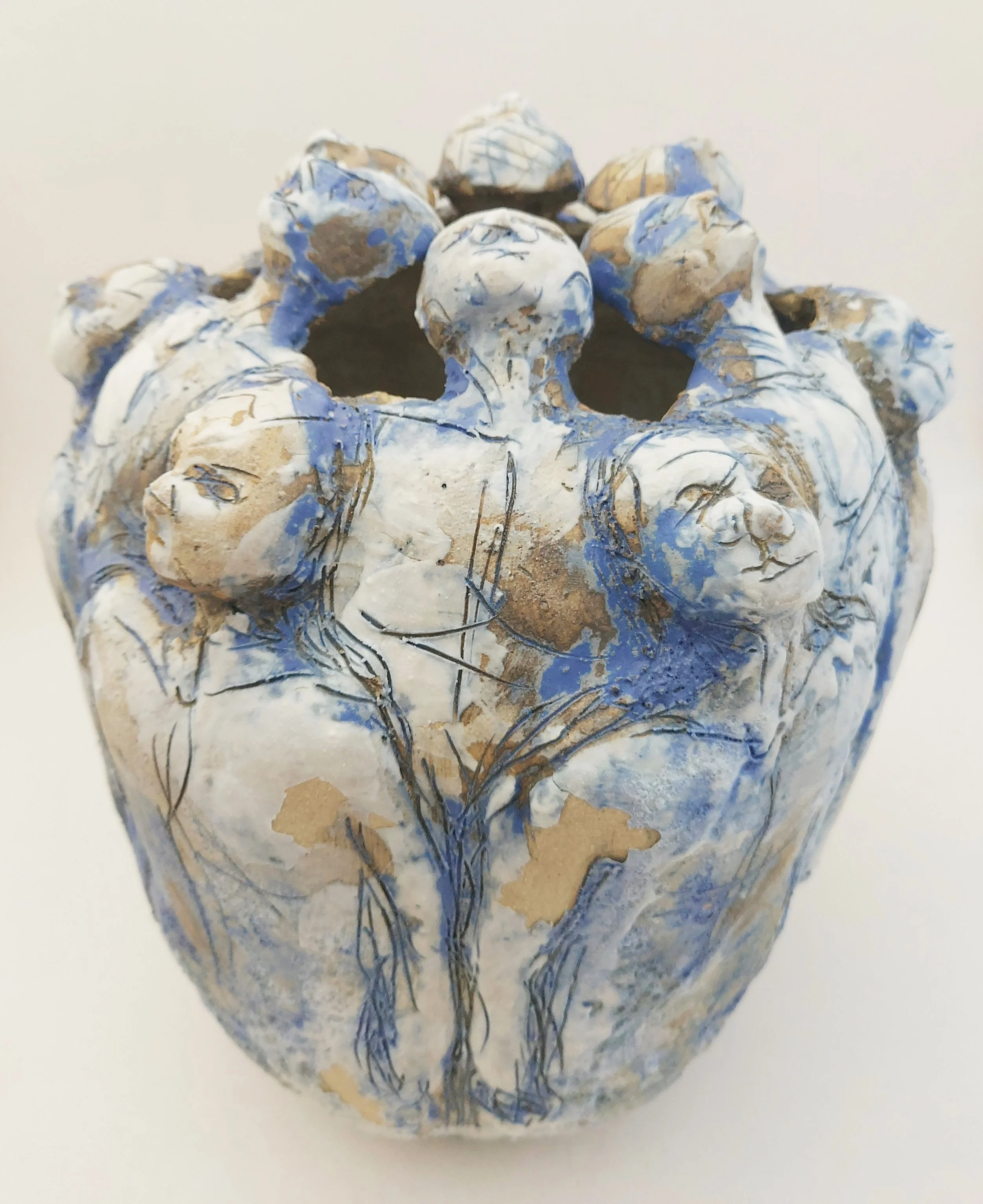 Queue Pot - Stoneware, porcelain slip, underglaze, glaze