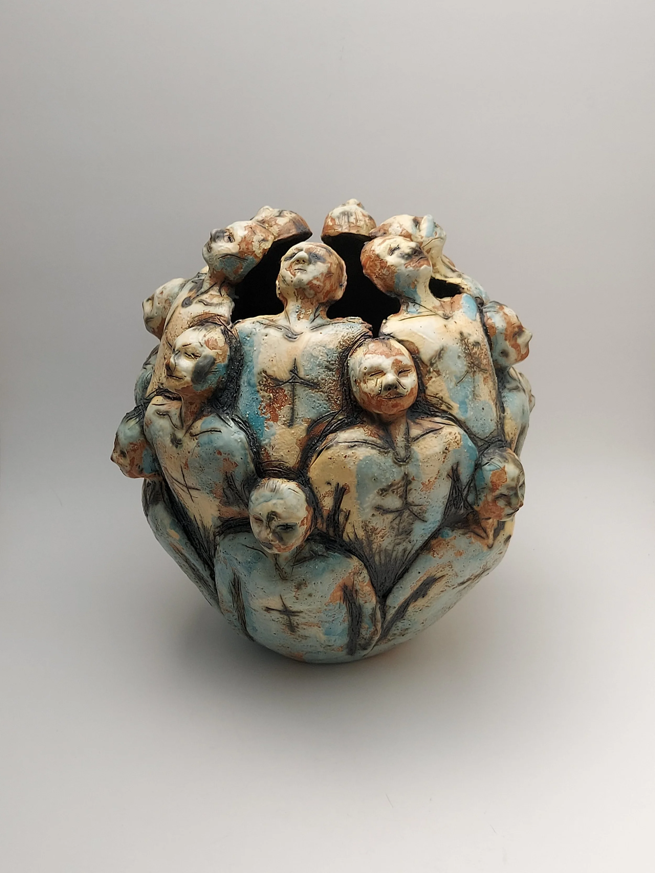 Queue Pot - Stoneware, coloured slips, iron oxide