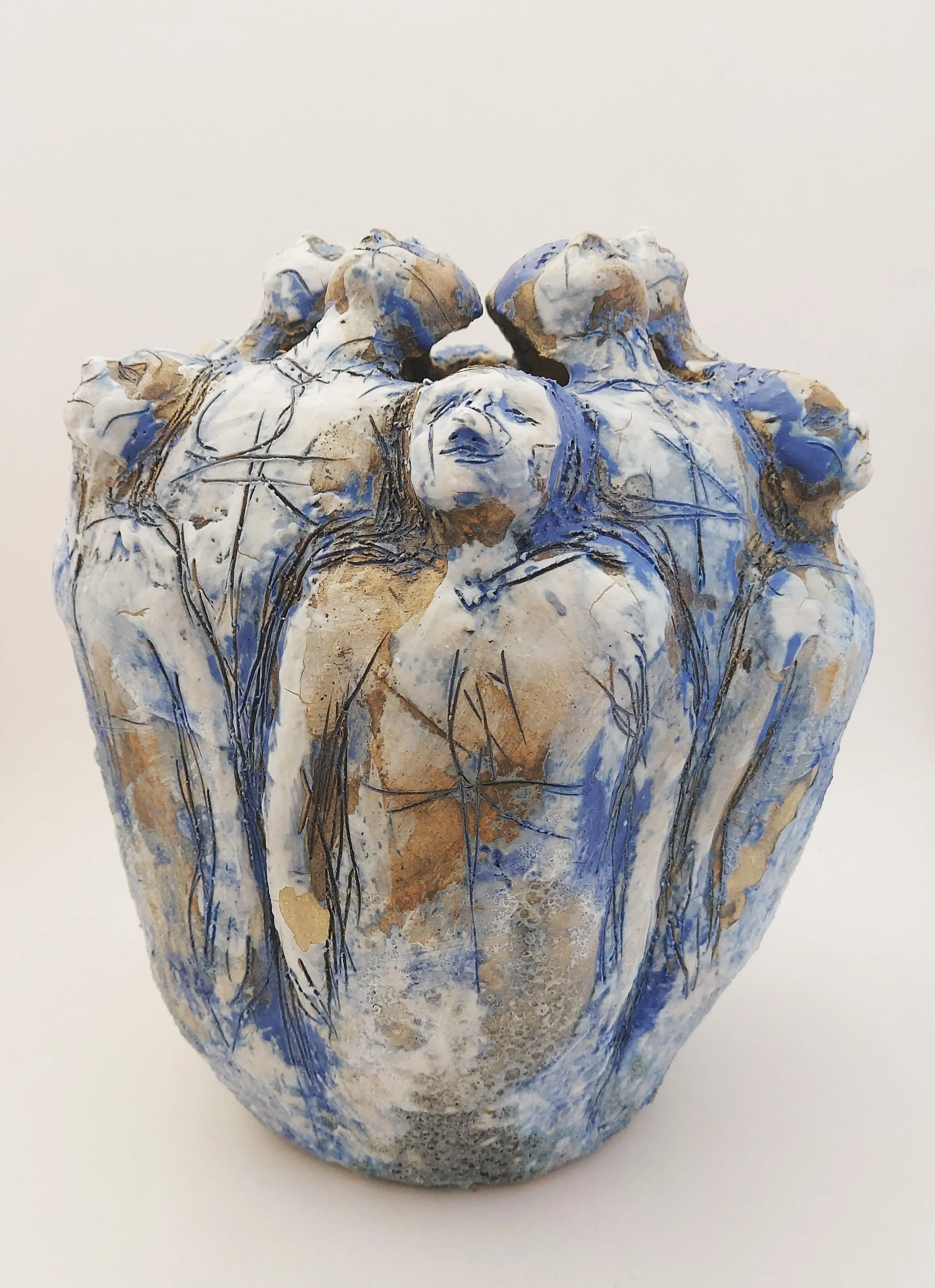 Queue Pot - Stoneware, porcelain slip, underglaze, glaze