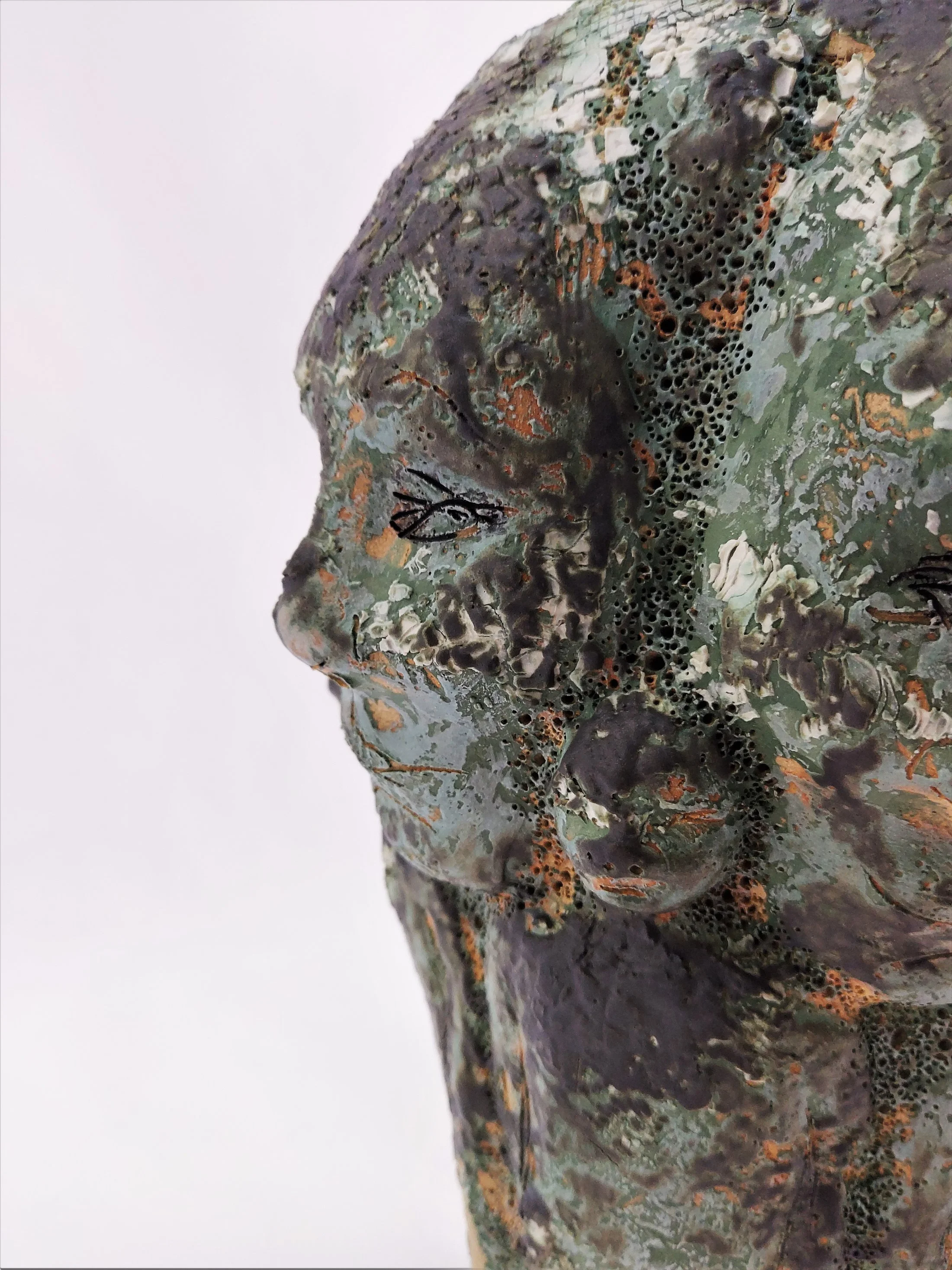 Face Vessel - Stoneware, porcelain slips, oxides