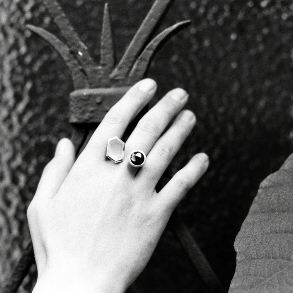 Bergkristall-Rauchquarz-Ring