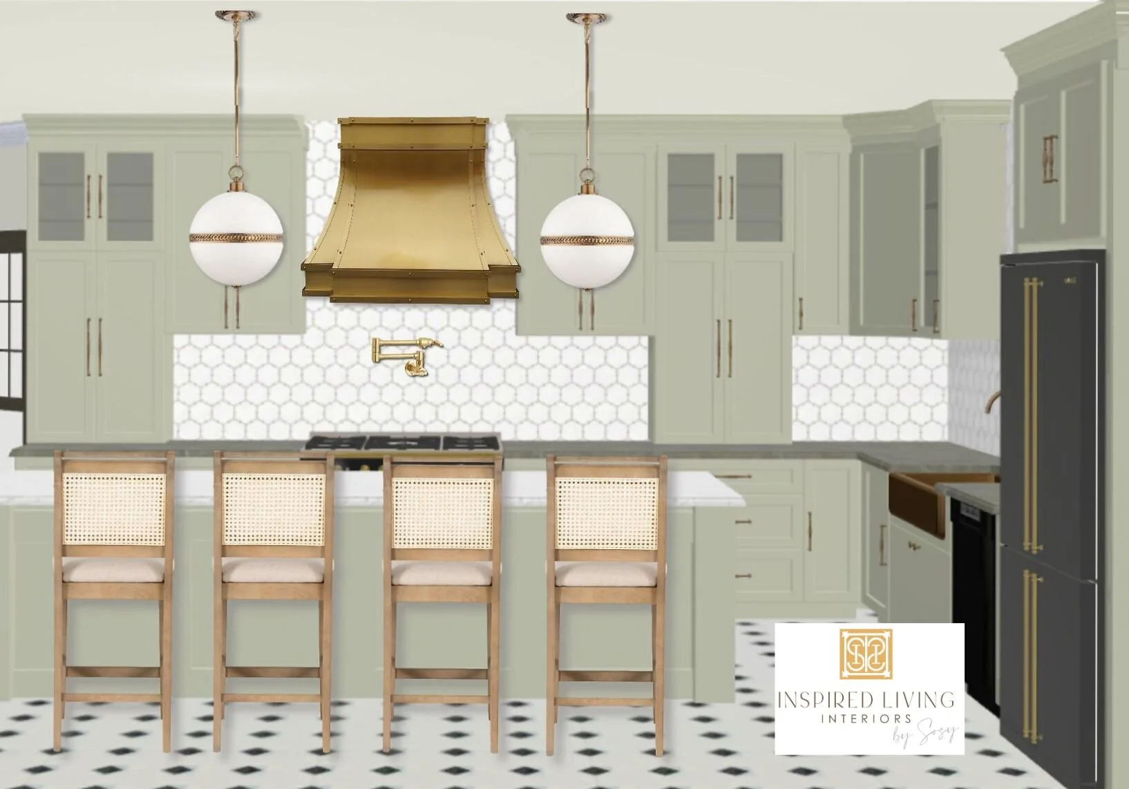 Urban Farmhouse Kitchen - Brass and Stone Charm