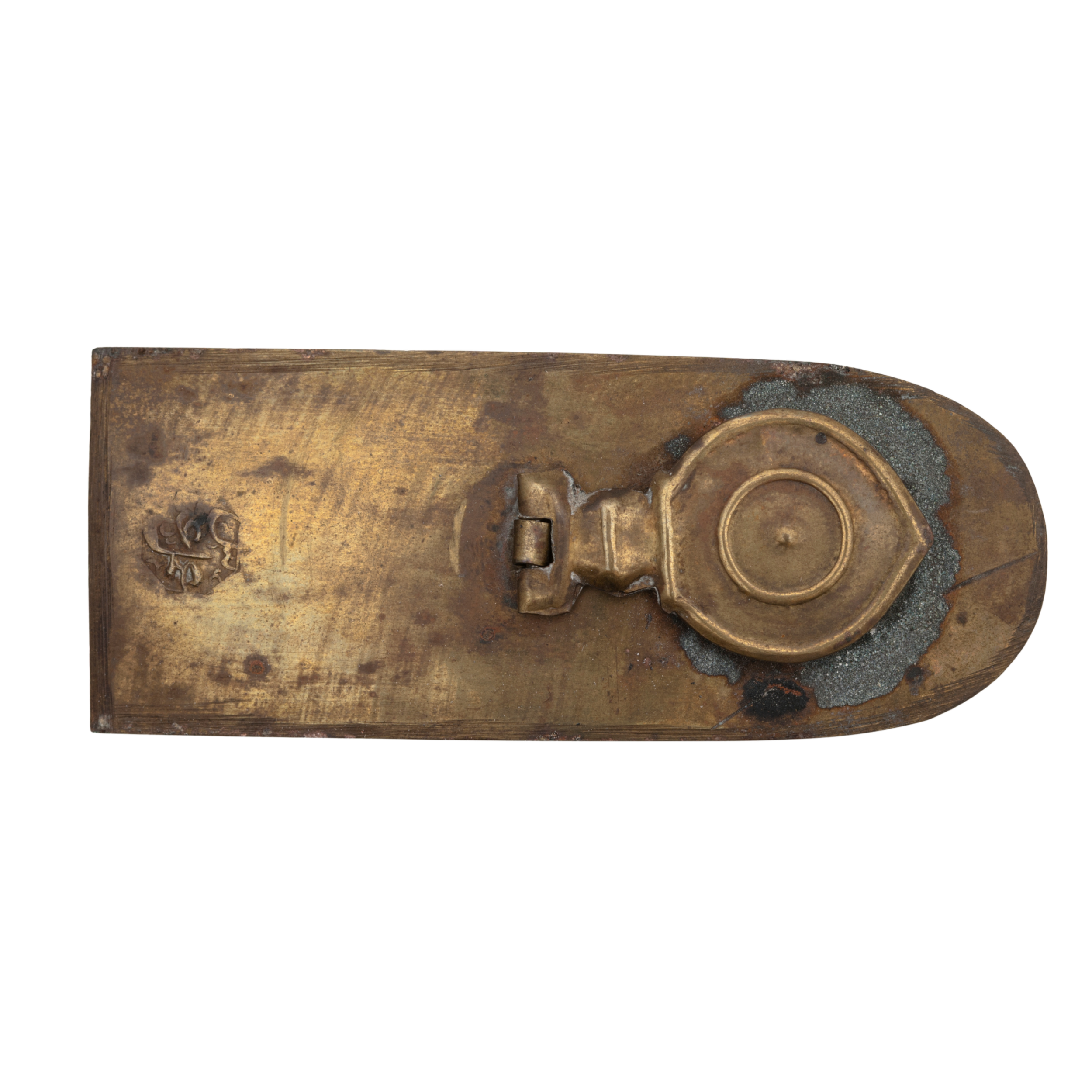 "Ink well has a small inscription on the upper side."