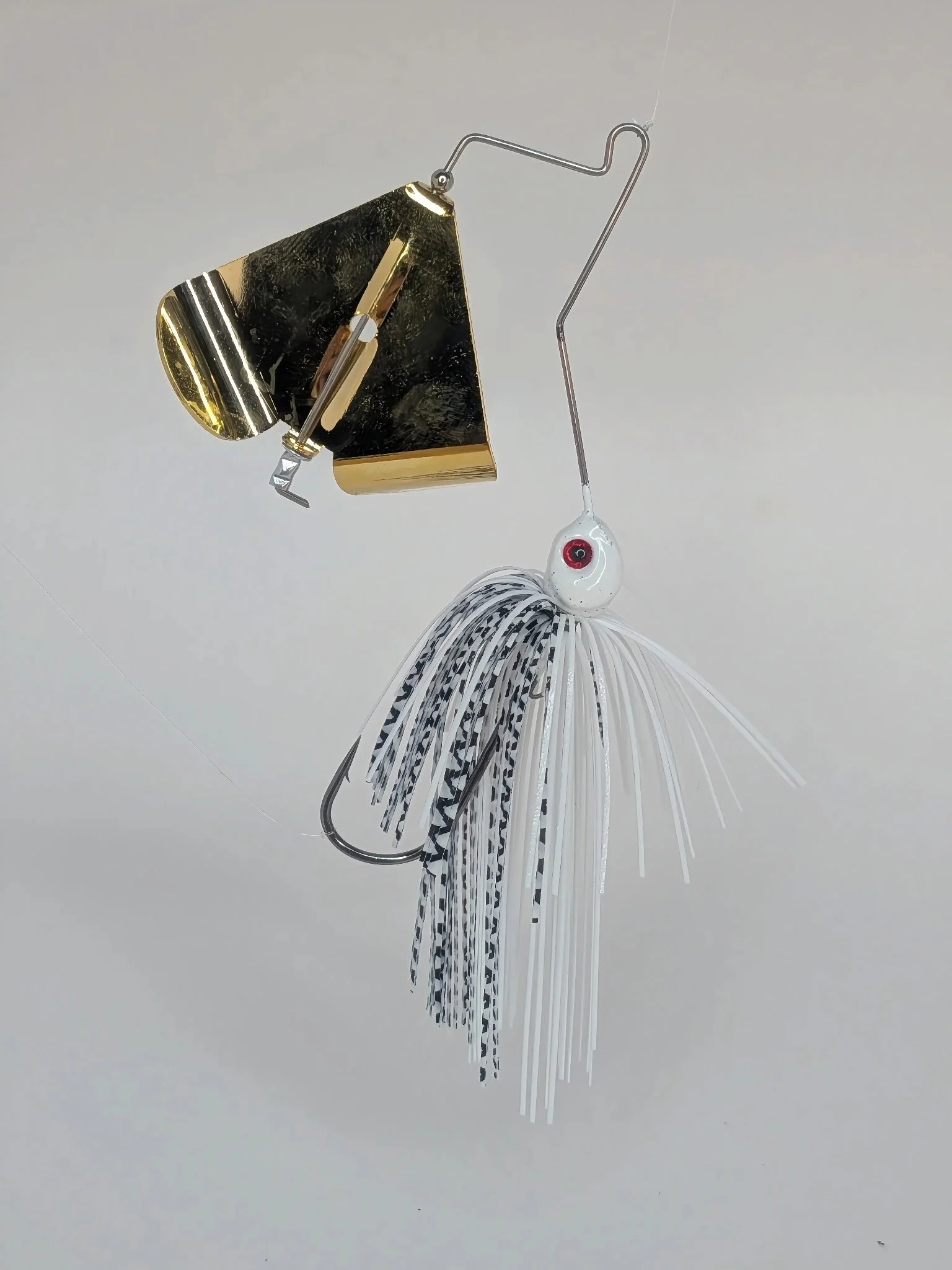 Handmade White Black Bar White Belly BuzzBait